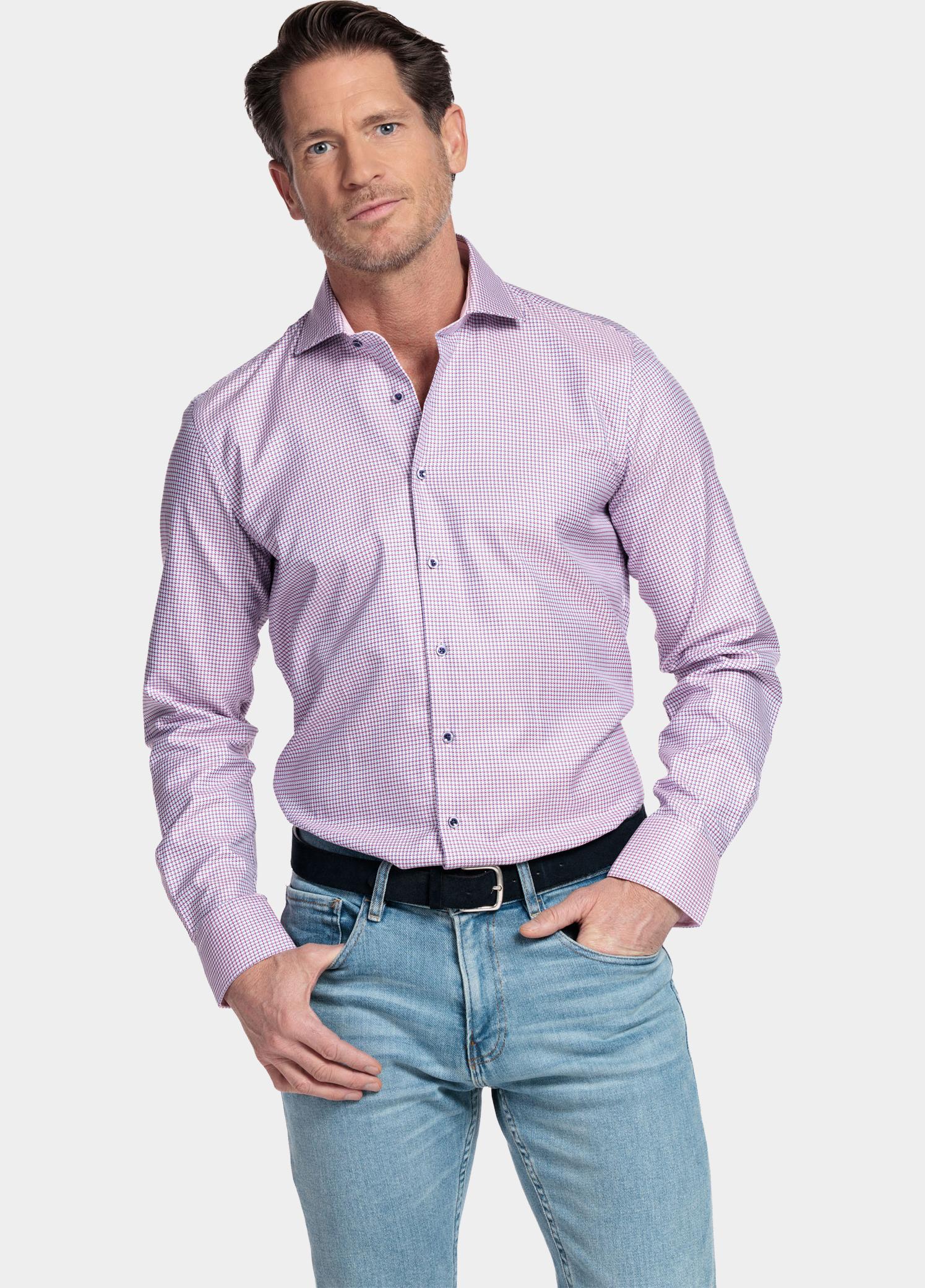 Giordano Overhemd heren Roze Locarno Long Sleeve Semi Cuta 617840/50