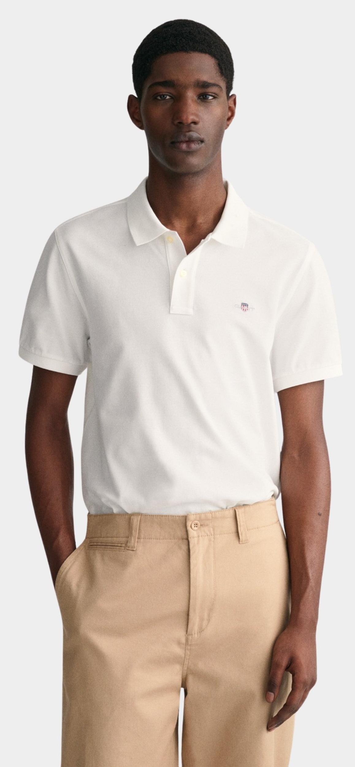 Gant Polo korte mouw Wit Reg Shield SS Pique Polo 2210/110