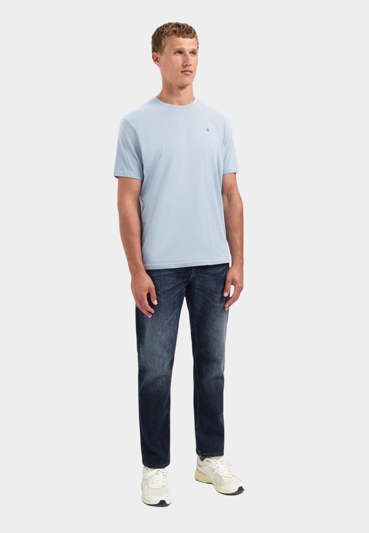 No Excess T-shirt korte mouw Blauw T-Shirt Crewneck Solid Basic 29340701SN/138