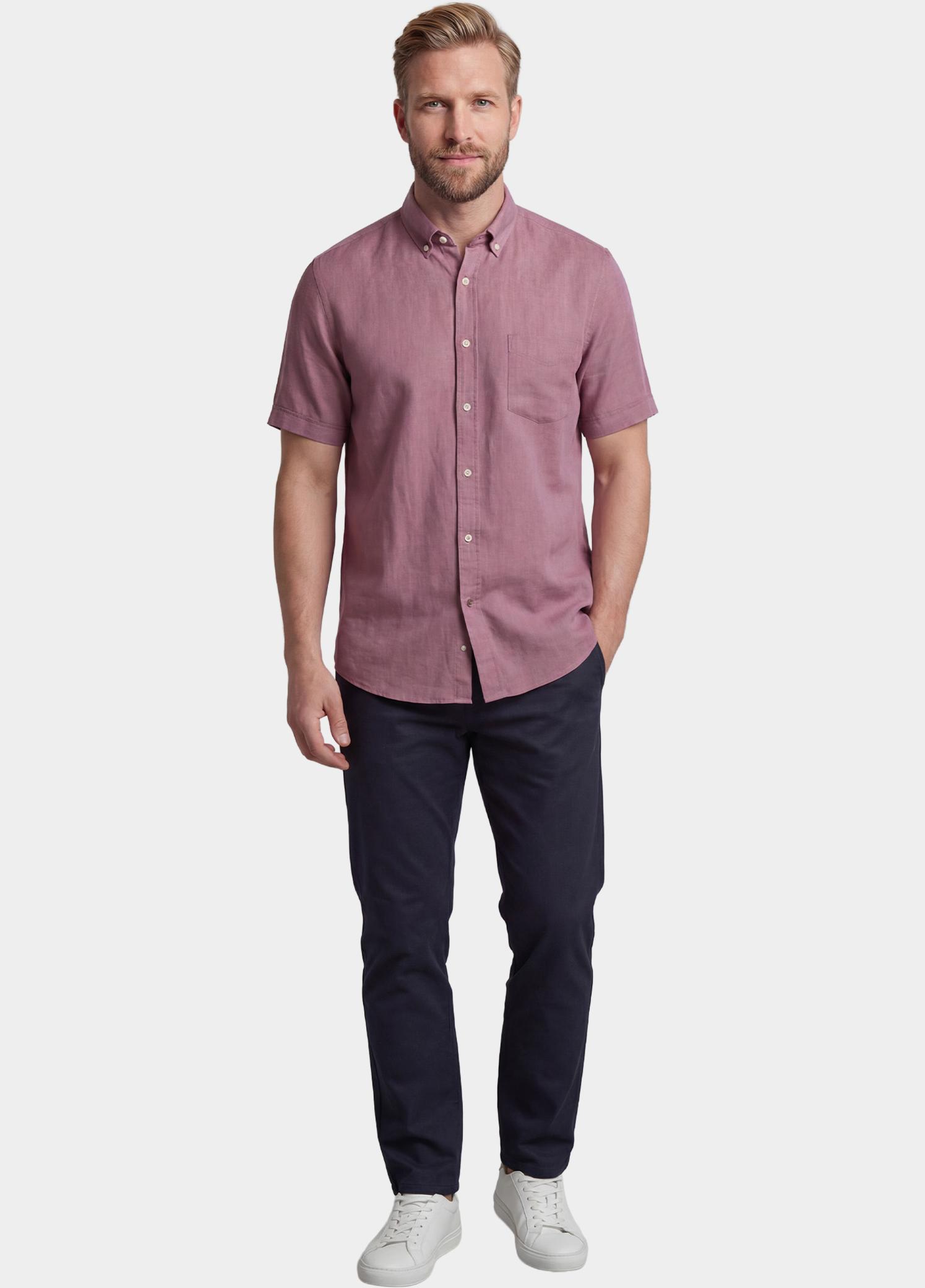 Giordano overhemd korte mouw heren Roze League Short Sleeve Button Do 616009/51