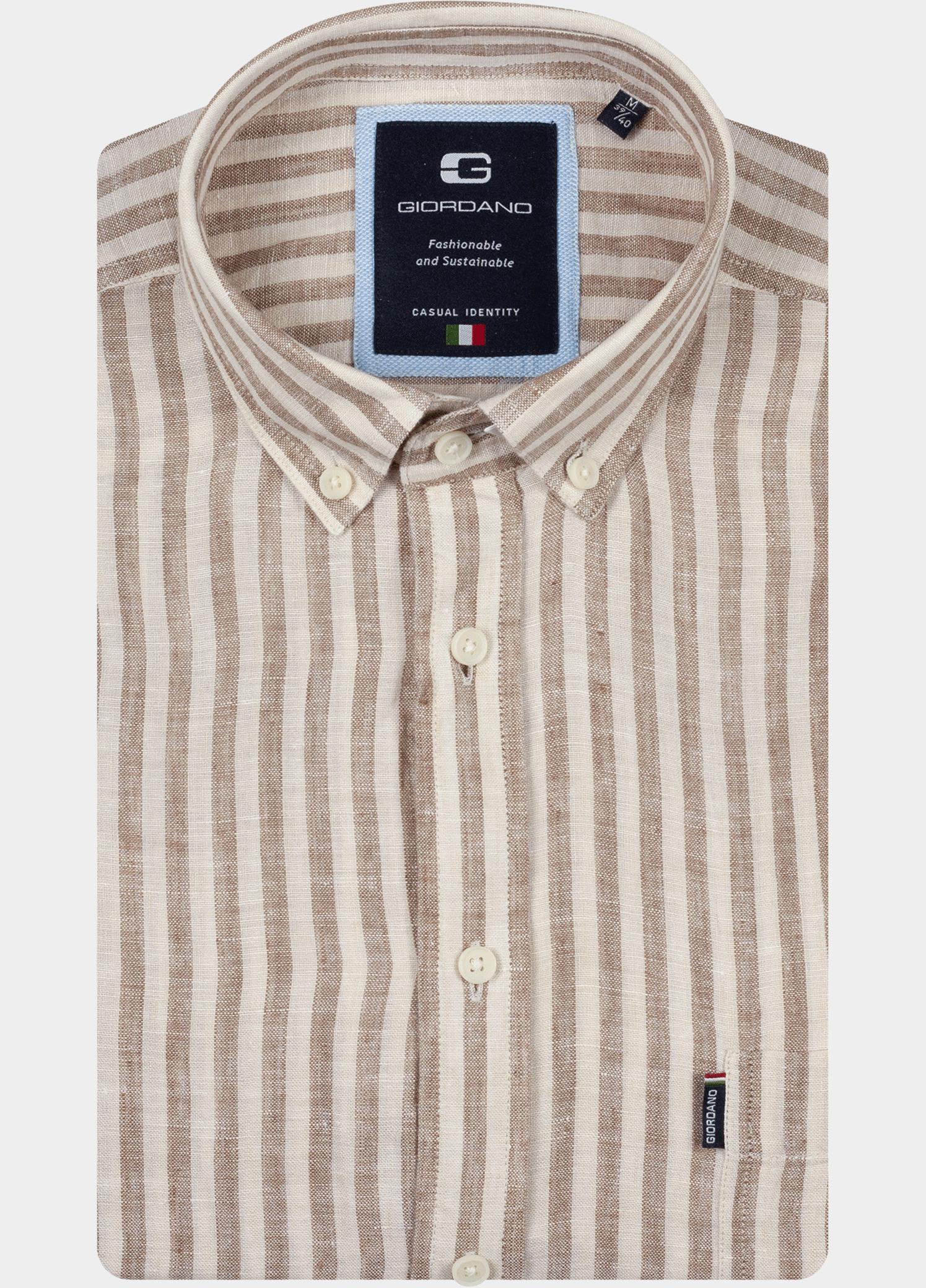 Giordano Overhemd heren Bruin Brando Long Sleeve Button Dow 617829/80