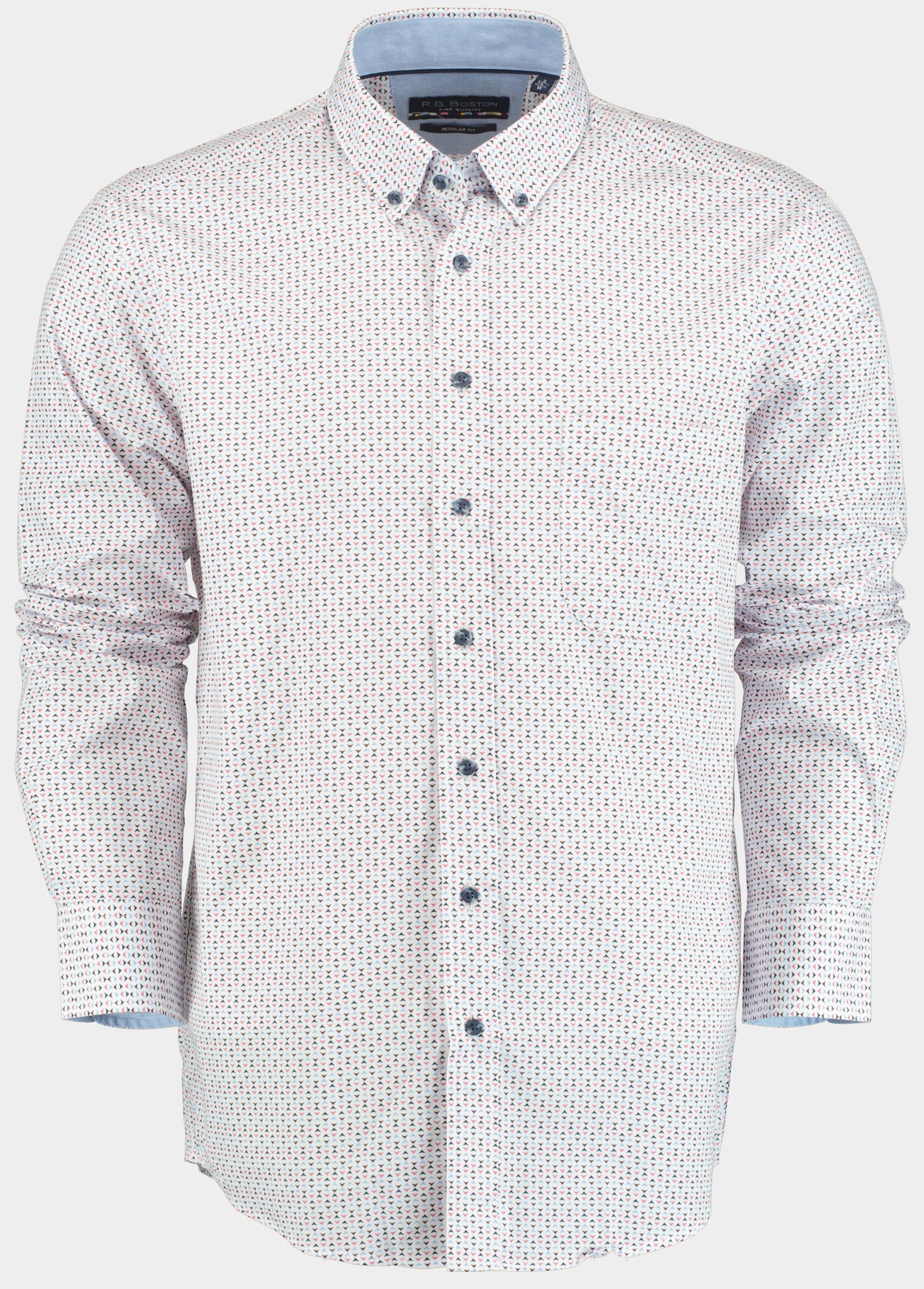 R.B. Boston Casual hemd lange mouw Rood Regular Fit Cotton 427670/304