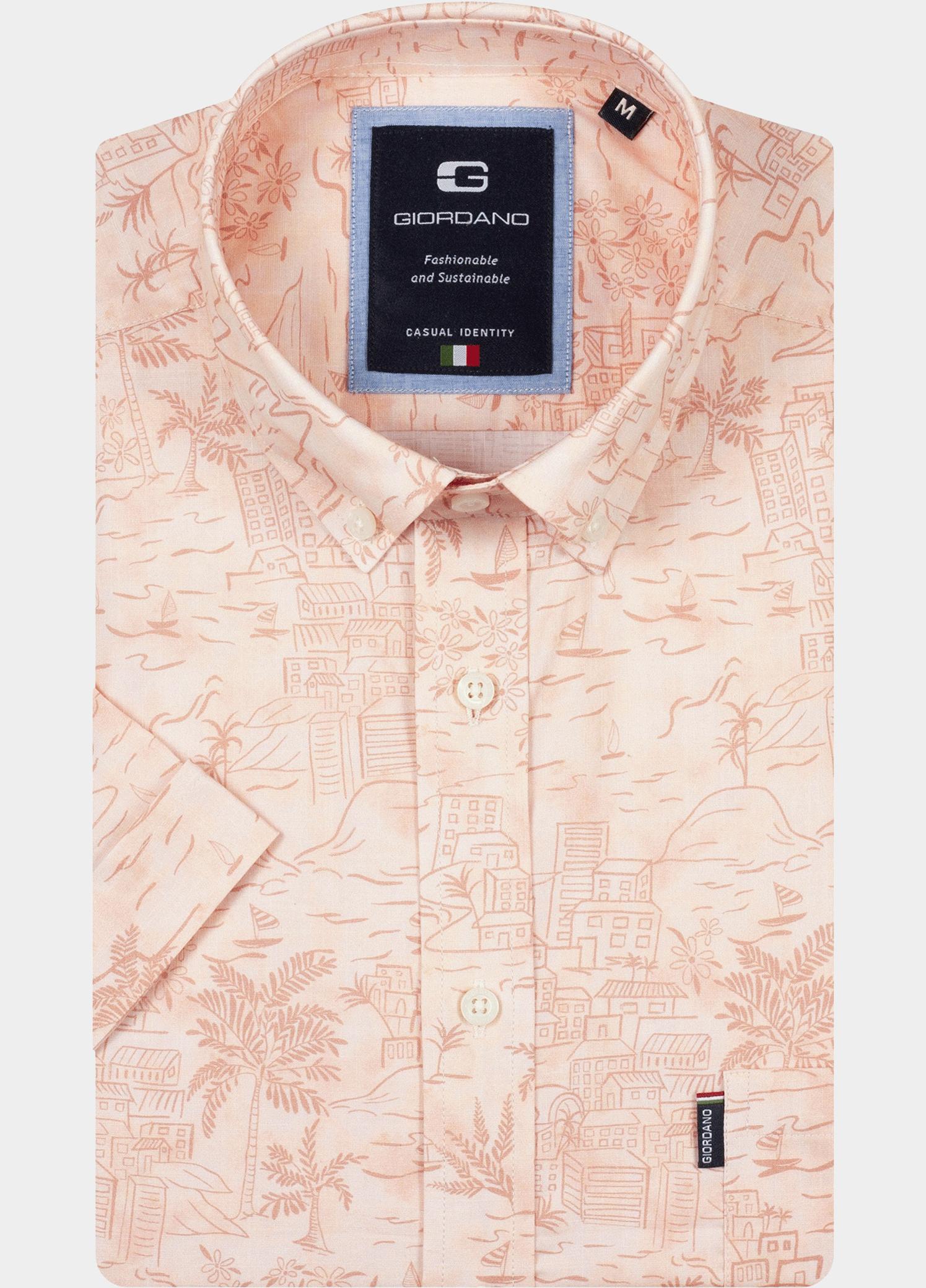 Giordano overhemd korte mouw heren Rood Alfa Short Sleeve Button Down 616044/30