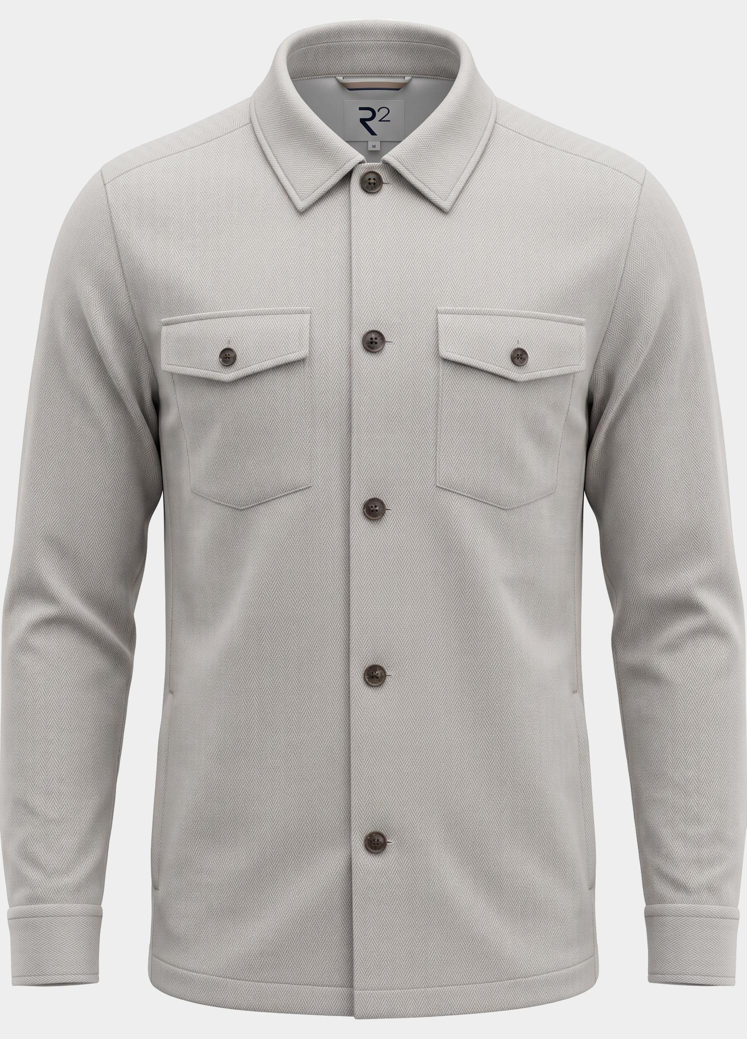 R2 Amsterdam Overshirt Grijs Herringbone overshirt 134.OVERSHIRT.009/039