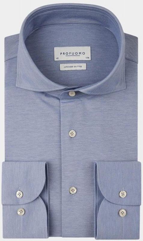 Profuomo Business hemd lange mouw Blauw Japanese knitted PPVH10047A/M