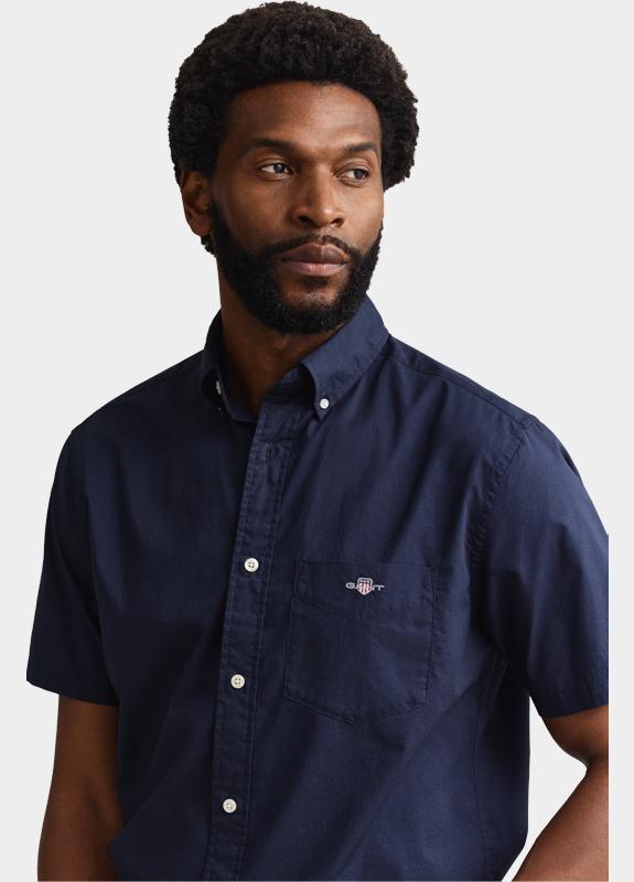 Gant overhemd korte mouw heren Blauw REG CLASSIC POPLIN SS SHIRT 3000101/410
