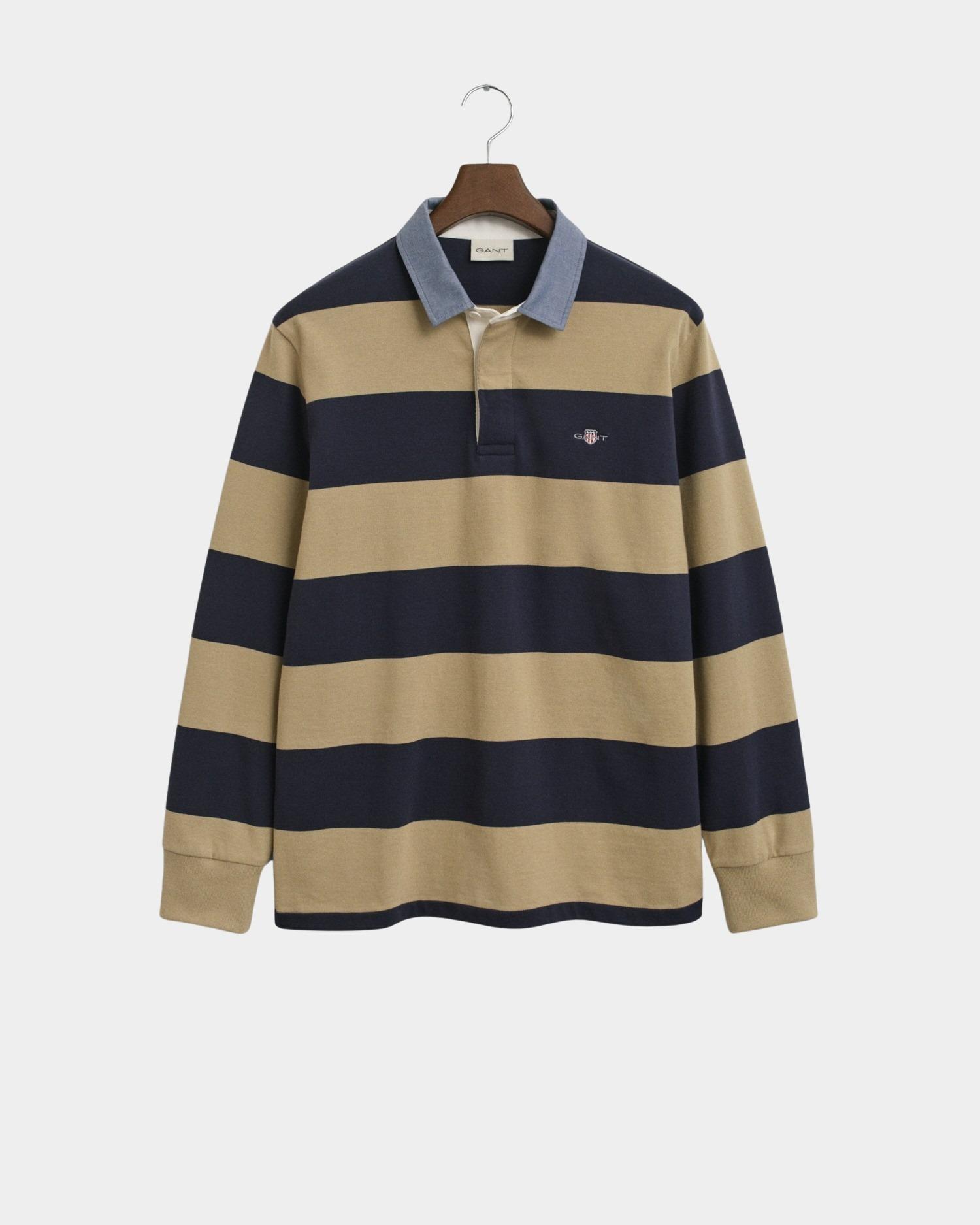 Gant Polo lange mouw Beige REG CHAMBRAY STRIPE HEAVY RUG 2004083/224
