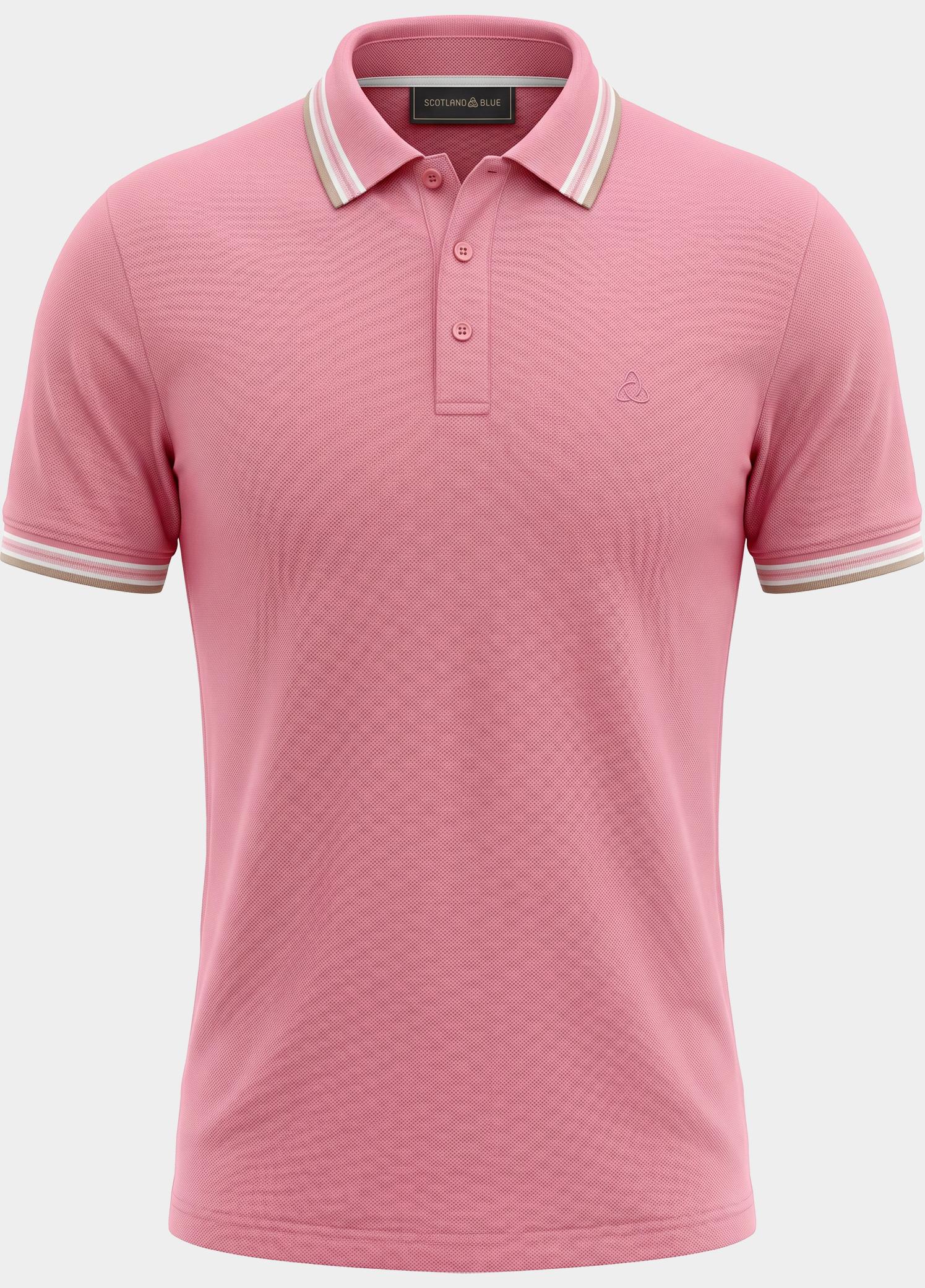 Scotland Blue Polo heren Roze Brick Polo Plain Contrast Col SPE25108BR06SB/738 candy