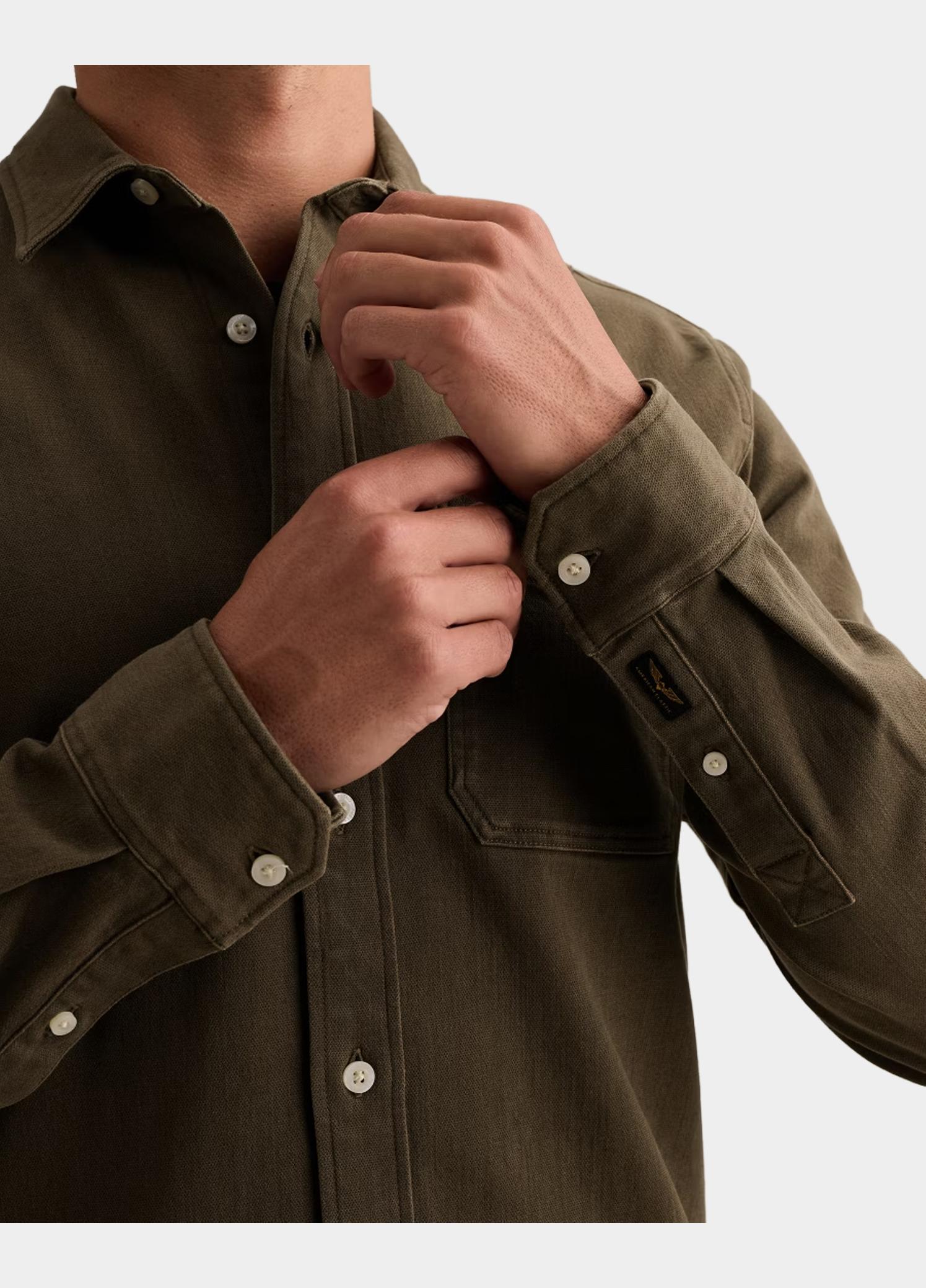 PME Legend Overhemd heren Groen Long sleeve shirt Colored Den PSI2609258/8039