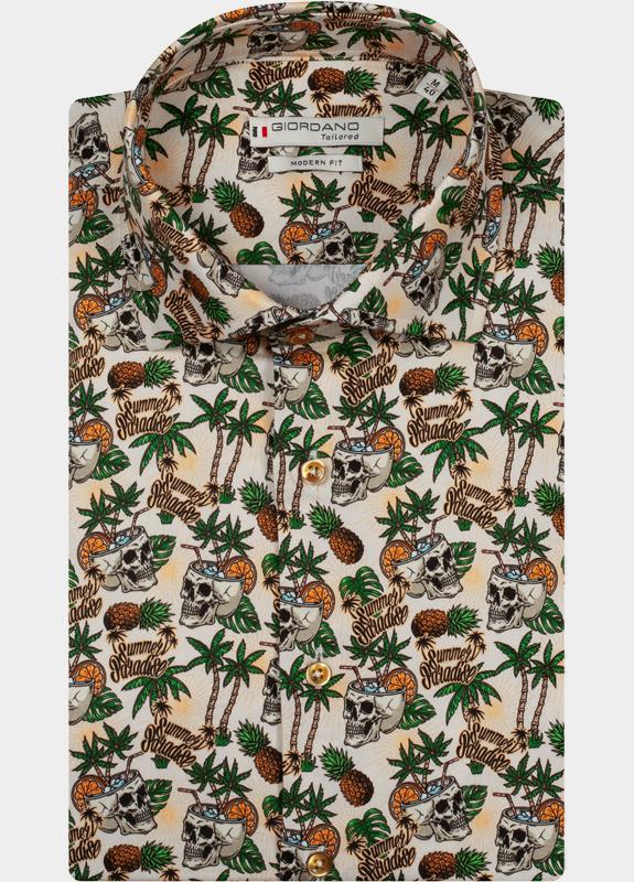 Giordano overhemd korte mouw heren Groen Lago Short Sleeve Semi Cutawa 616890/75