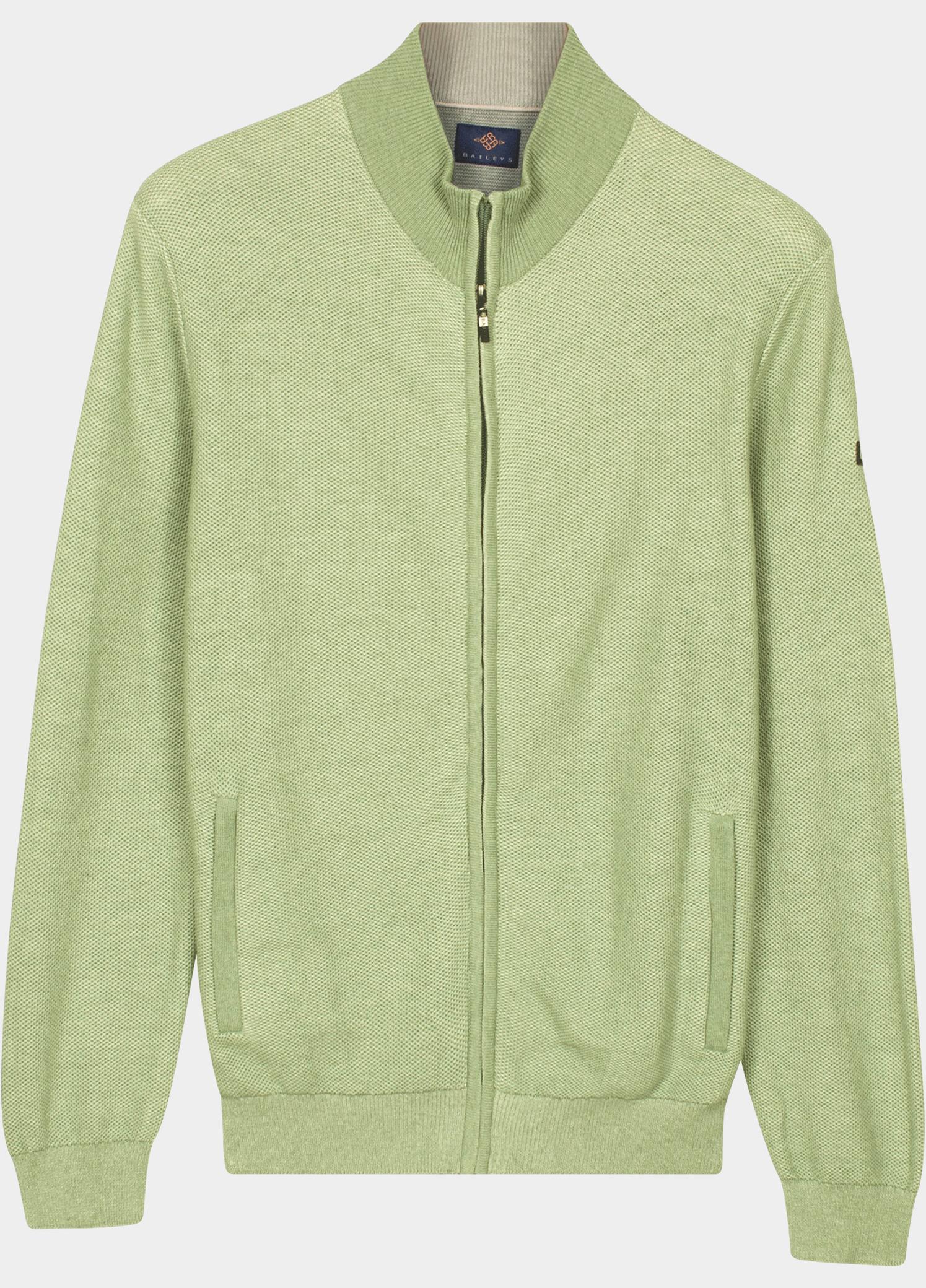 Baileys Vest heren Groen Cardigan Zip  2-tone Jacquard 612050/71