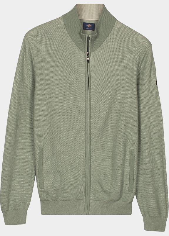 Baileys Vest heren Groen Cardigan Zip  2-tone Jacquard 612050/725