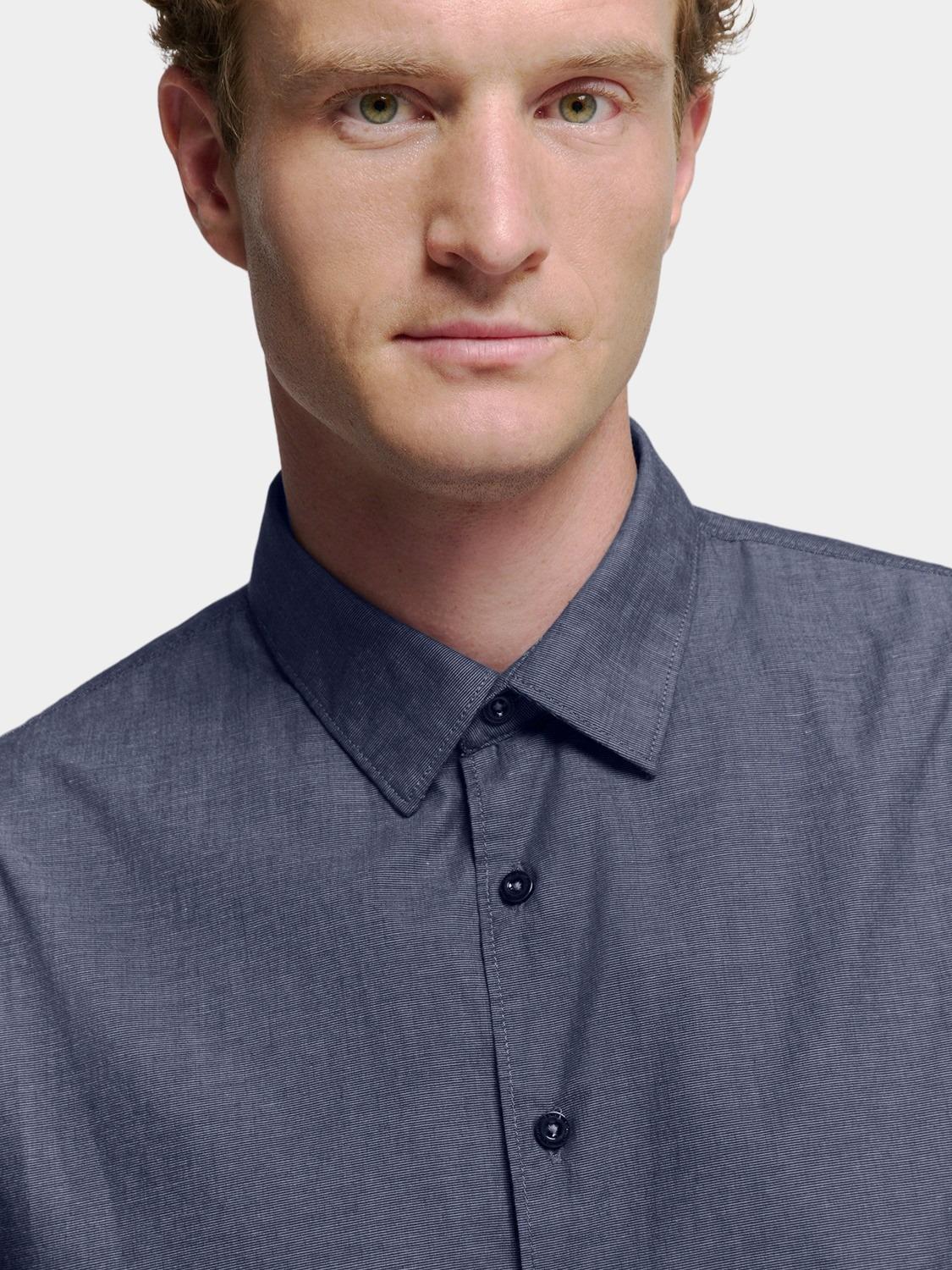 No Excess Casual hemd lange mouw Blauw Shirt 2 Coloured N4330/078