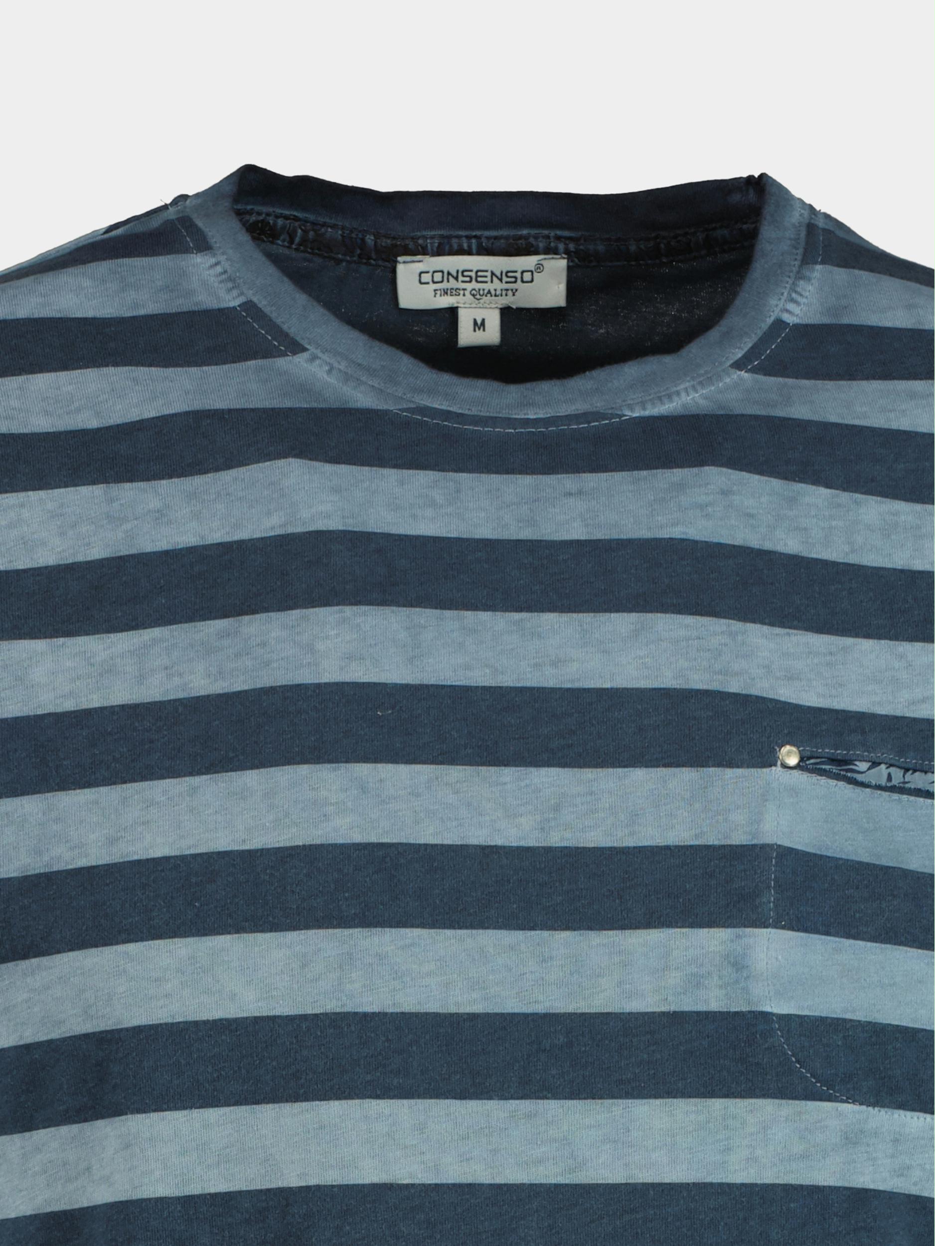 Consenso T-shirt korte mouw Blauw Streep T-shirt 5960422/215-Denim
