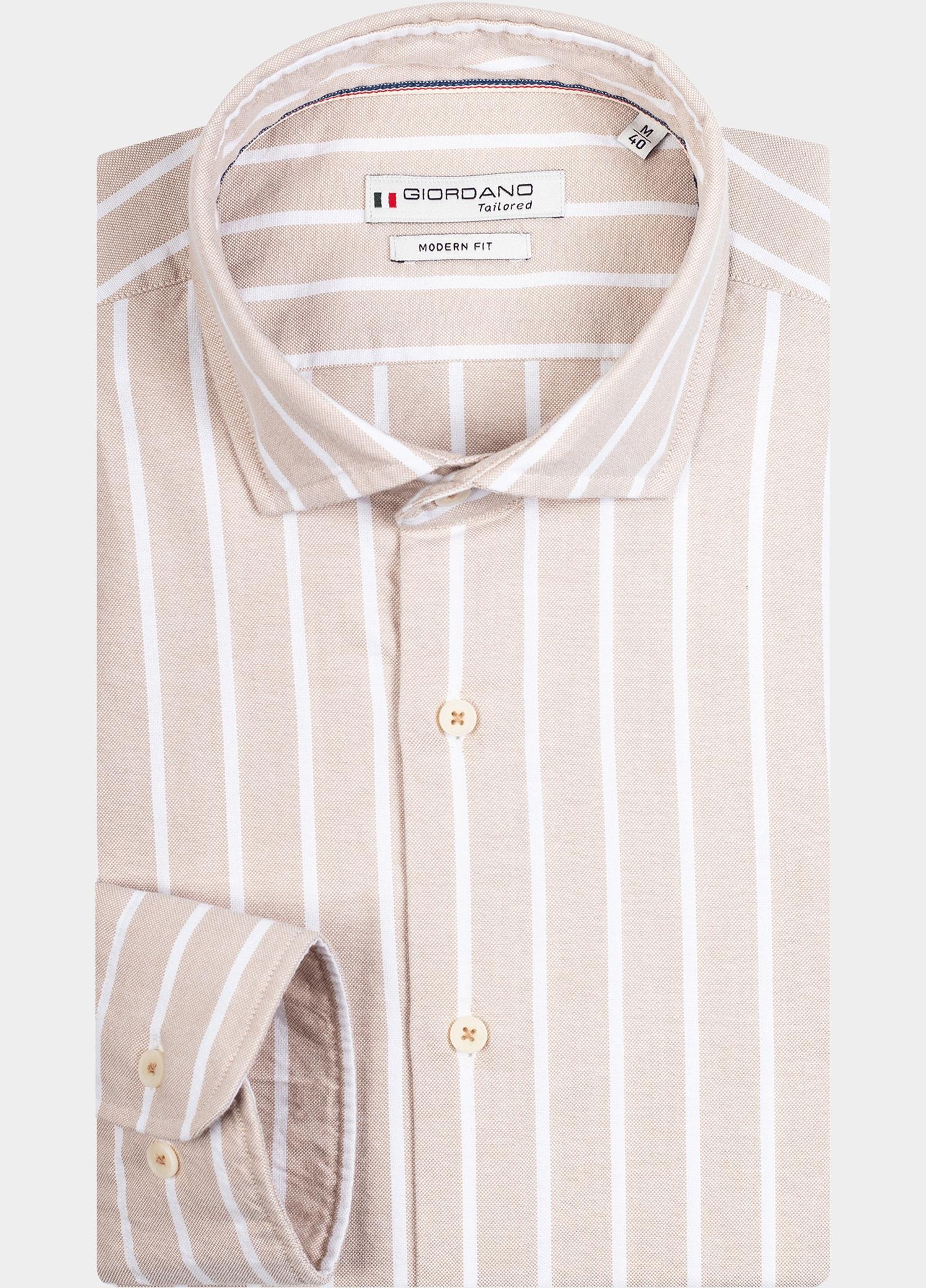 Giordano Overhemd heren Wit Row, LS Cutaway Color Stripe 417840/81