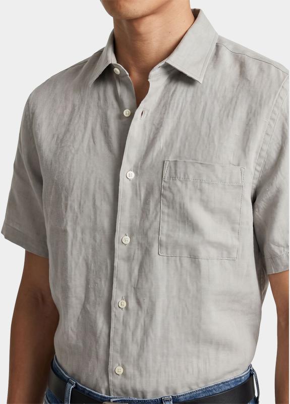 Bos Casual hemd korte mouw Groen Linnen Shirt 5700.426/356