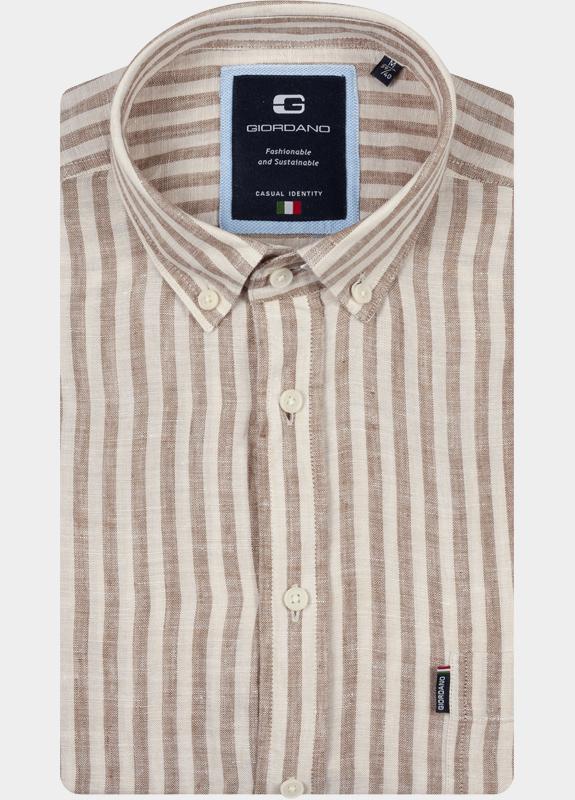 Giordano Overhemd heren Bruin Brando Long Sleeve Button Dow 617829/80