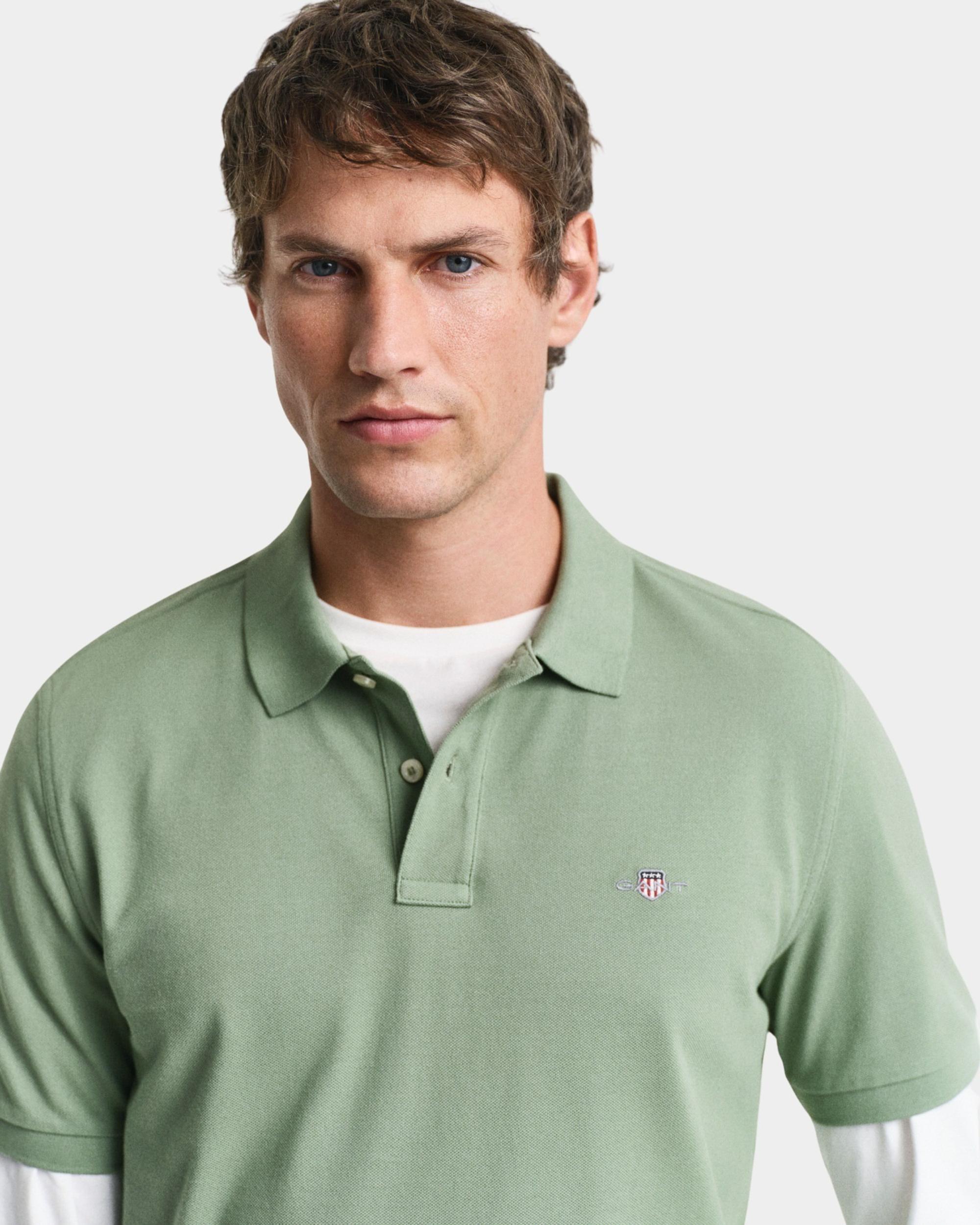 Gant Polo korte mouw Groen REG SHIELD SS PIQUE POLO 2210/362