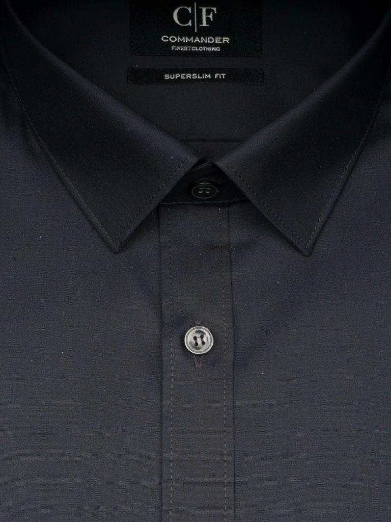 Commander Business hemd lange mouw Zwart overhemd zwart super slim fit 213010323/900