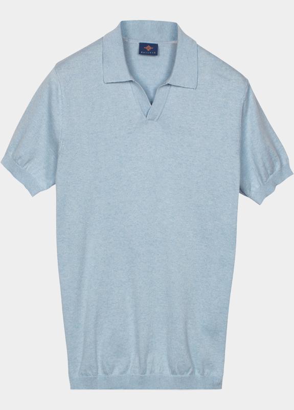Baileys Polo heren Blauw Polo knitted SS V-collar 14gg 615784/615