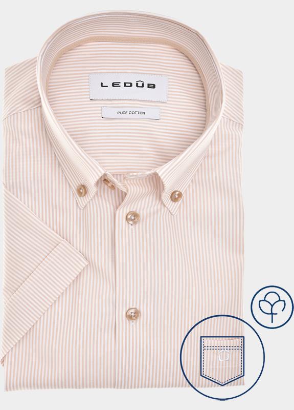 Ledub Business hemd korte mouw Bruin  0702026/620-620-000