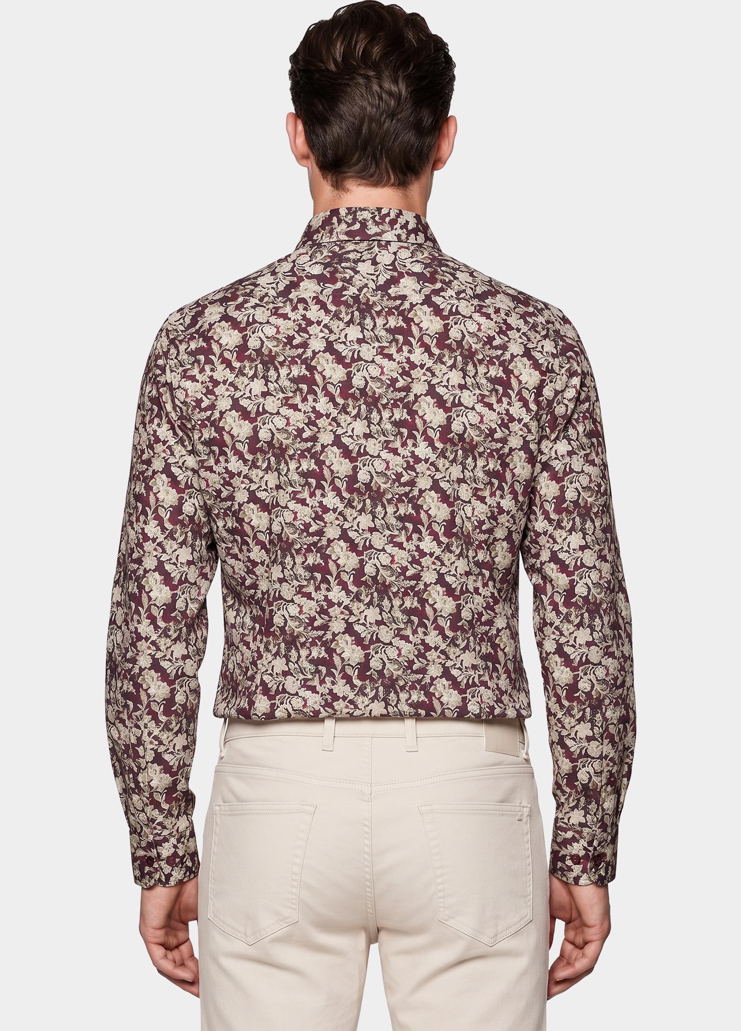 R2 Amsterdam Overhemd heren Rood Floral print on poplin 134.WSP.066/080