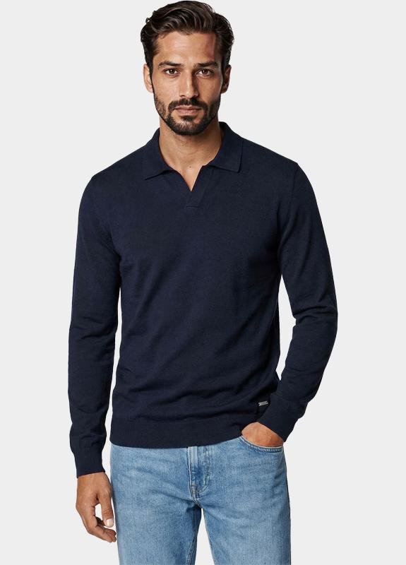 Born With Appetite Polo lange mouwen heren Blauw Connor Knit Ls BWA26105CO75/4001