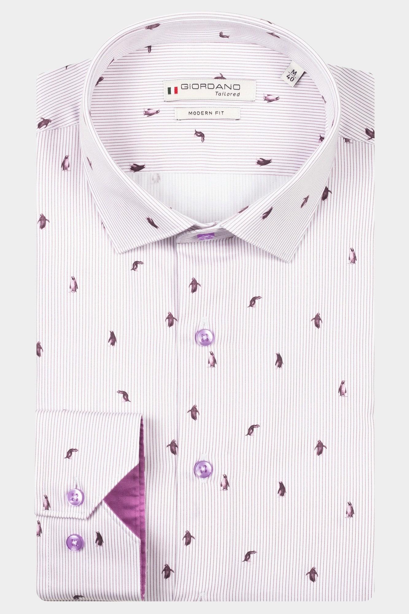 Giordano Casual hemd lange mouw Paars Maggiore long sleeve semi cut 527825/41