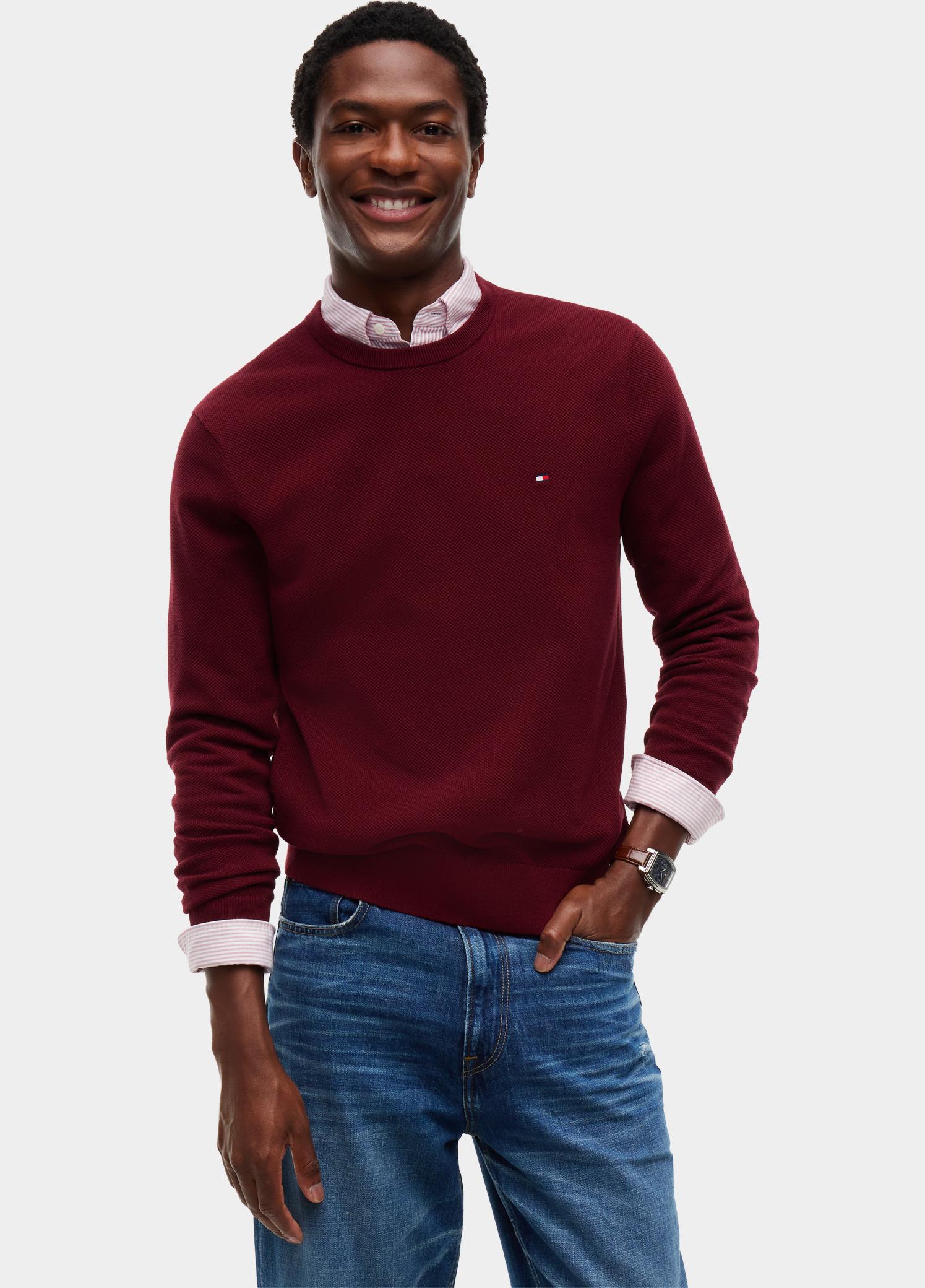 Tommy Hilfiger Pullover heren Paars ESSENTIAL STRUCTURE CREW NECK MW0MW36347/VLP