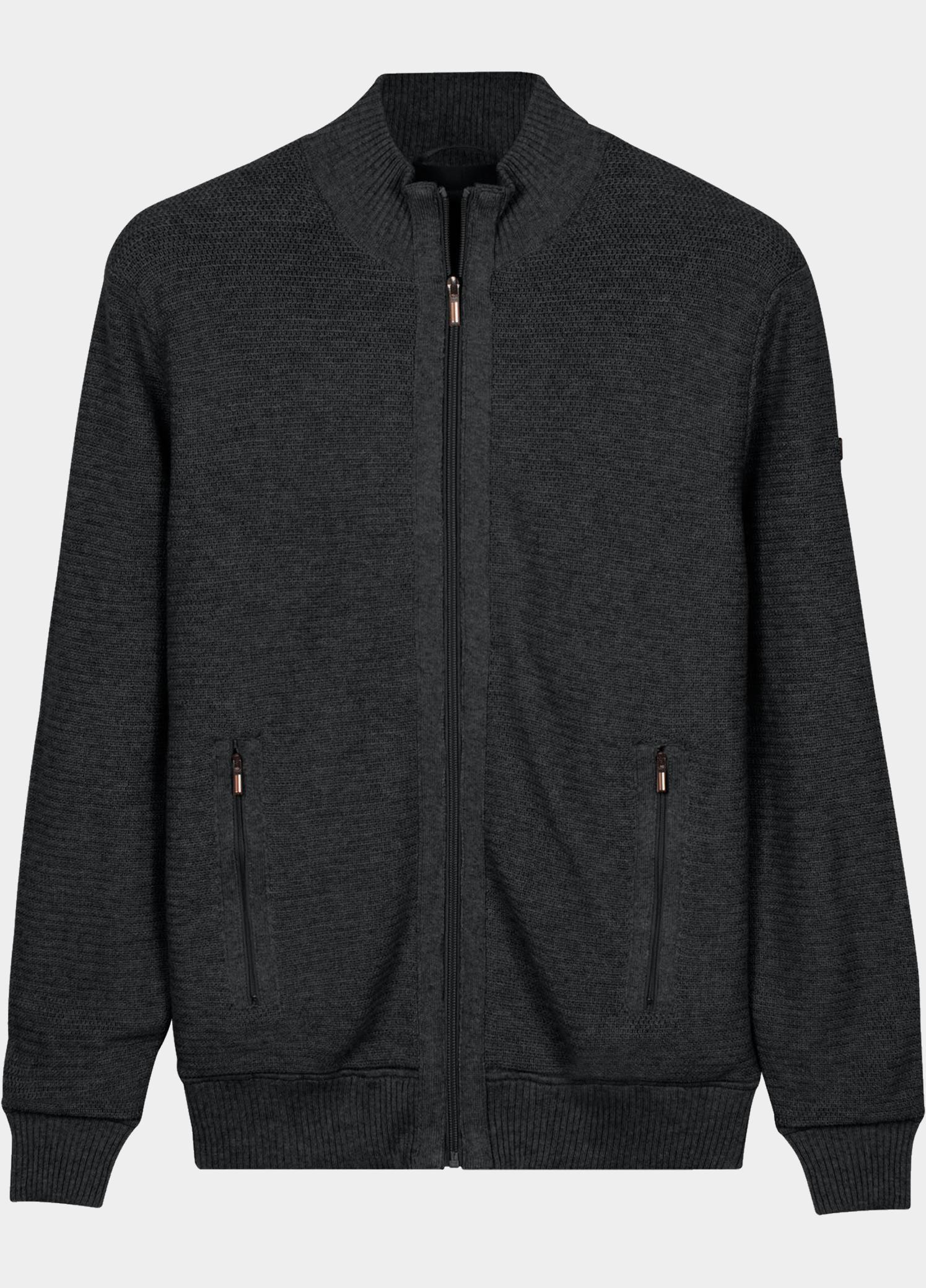 Baileys Vest heren Grijs Cardigan Zip  Structure knit. 622186/935