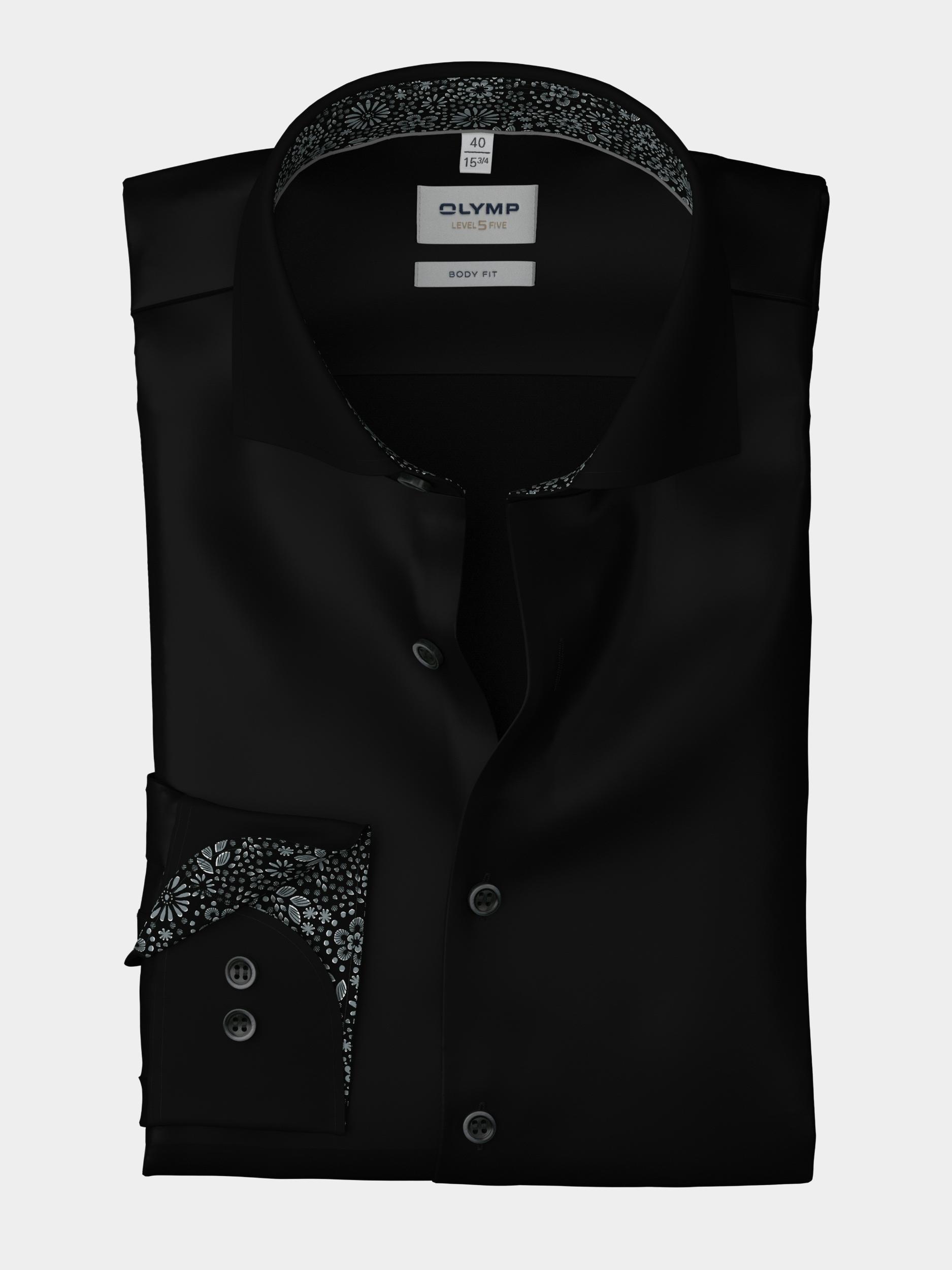 Olymp Overhemd extra lange mouw Zwart Level Five 212889/68