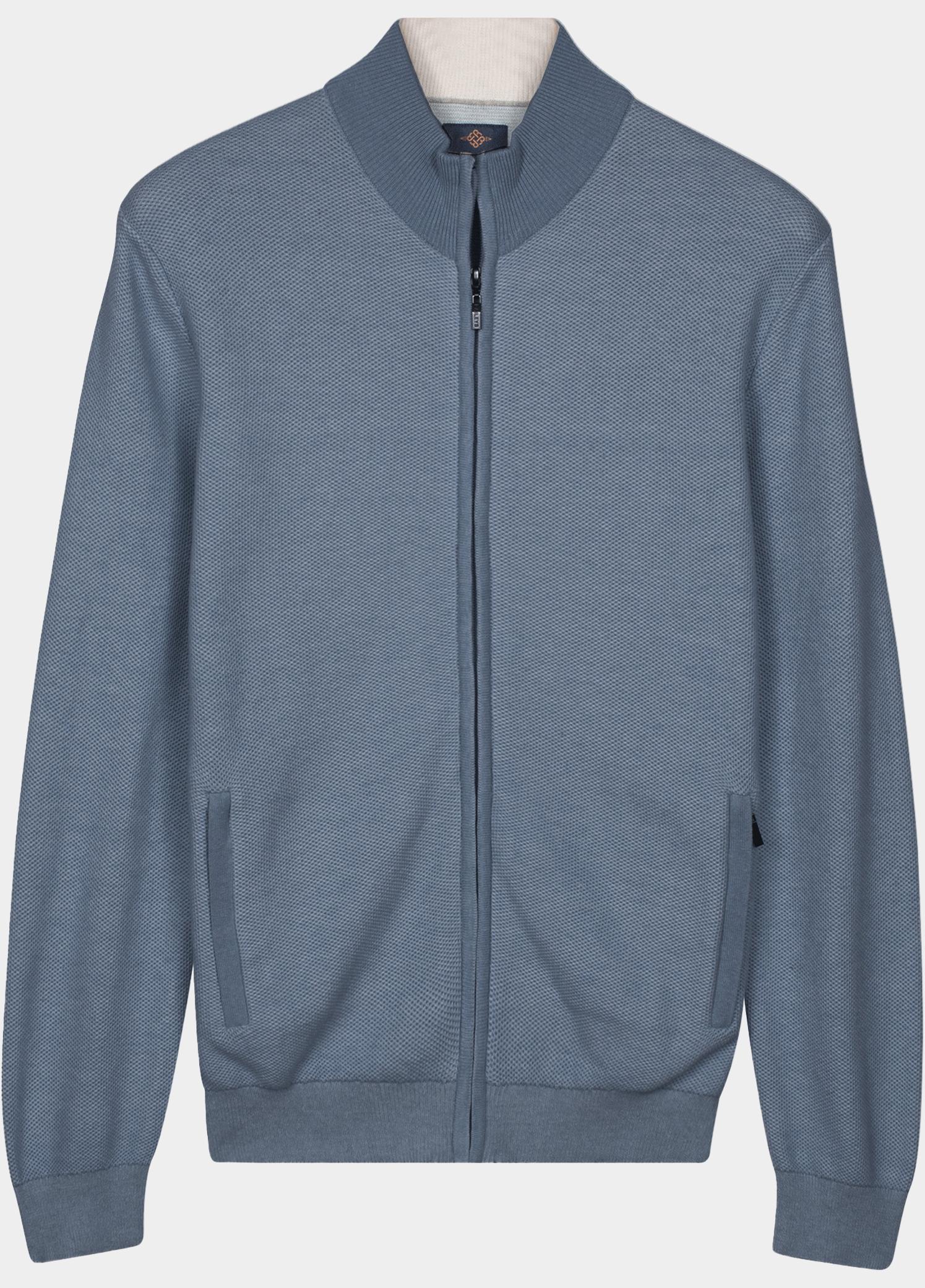 Baileys Vest heren Blauw Cardigan Zip  2-tone Jacquard 612050/645
