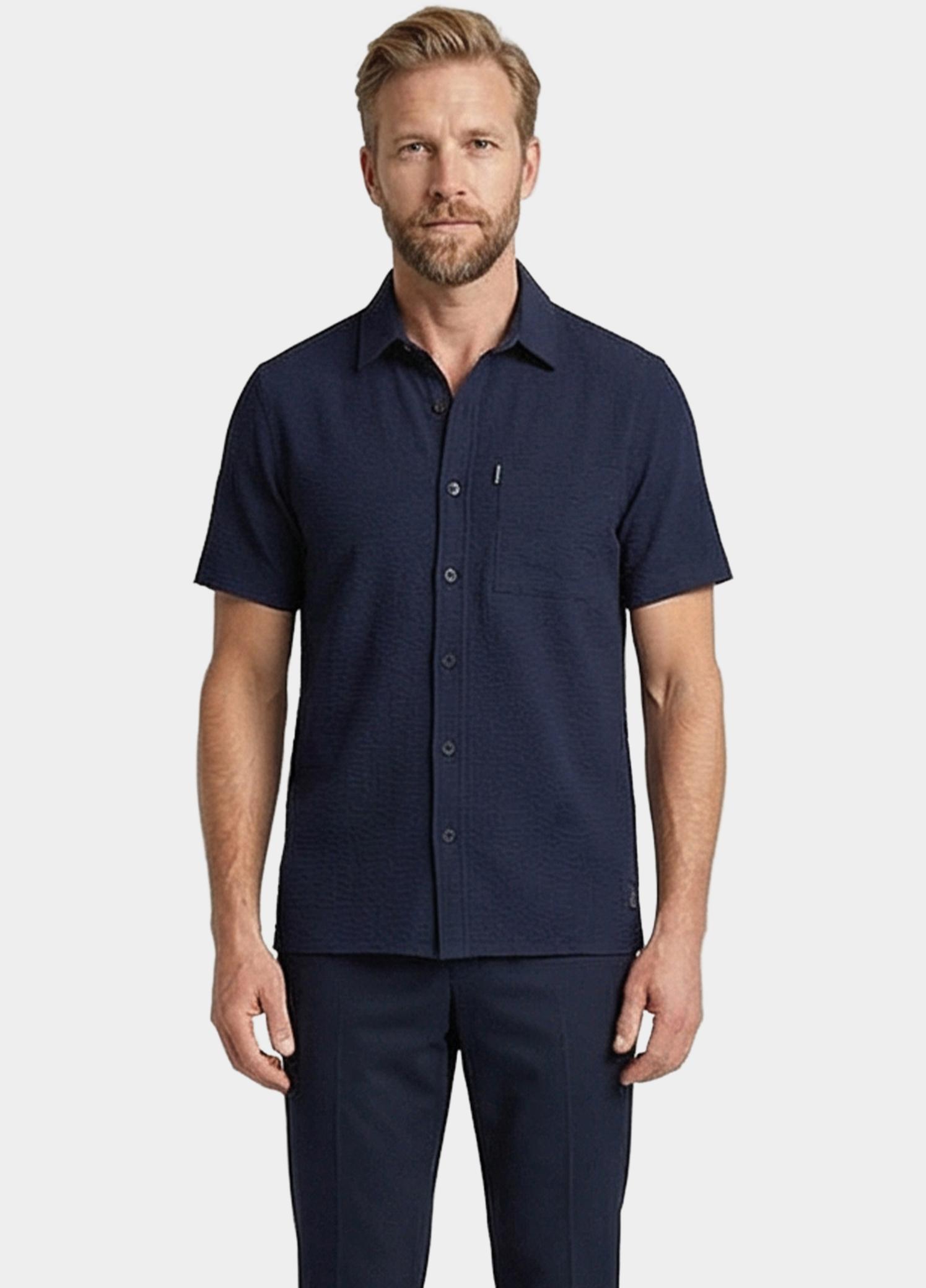 Giordano overhemd korte mouw heren Blauw Puglia Short Sleeve Shirt Tec 616005/60