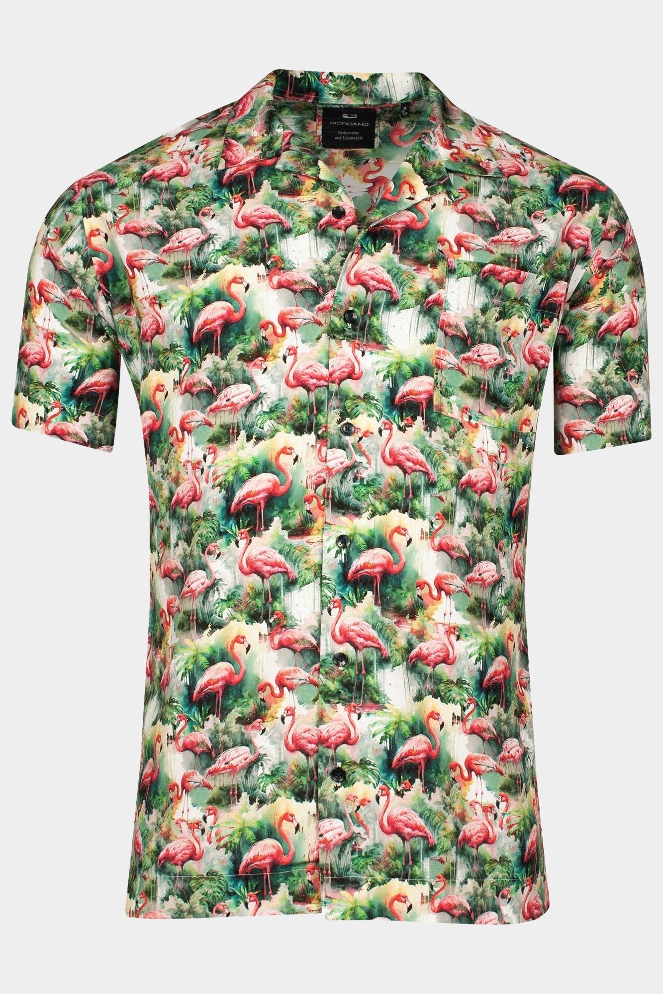 Giordano Casual hemd korte mouw Groen Vigo Short Sleeve resort Trop 516830/70
