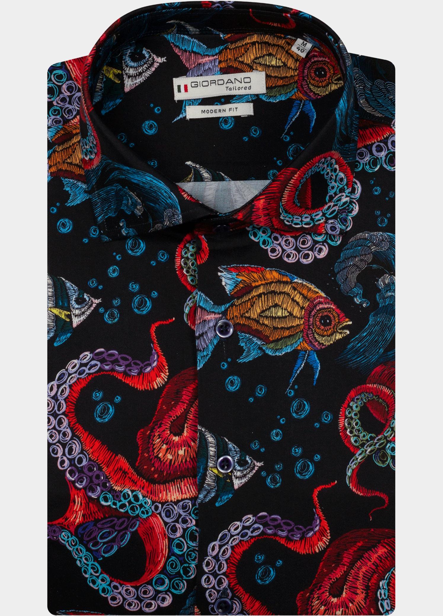 Giordano overhemd korte mouw heren Blauw Lago Short Sleeve Semi Cutawa 616890/60
