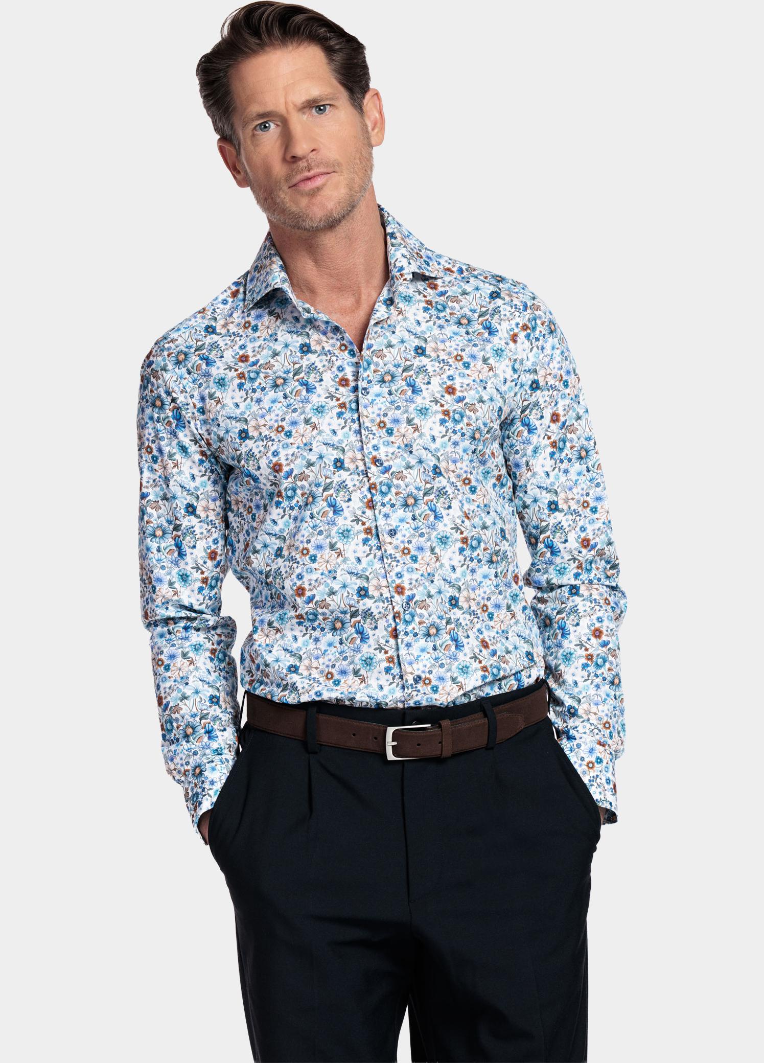 Giordano Overhemd heren Blauw Locarno Long Sleeve Semi Cuta 617870/60