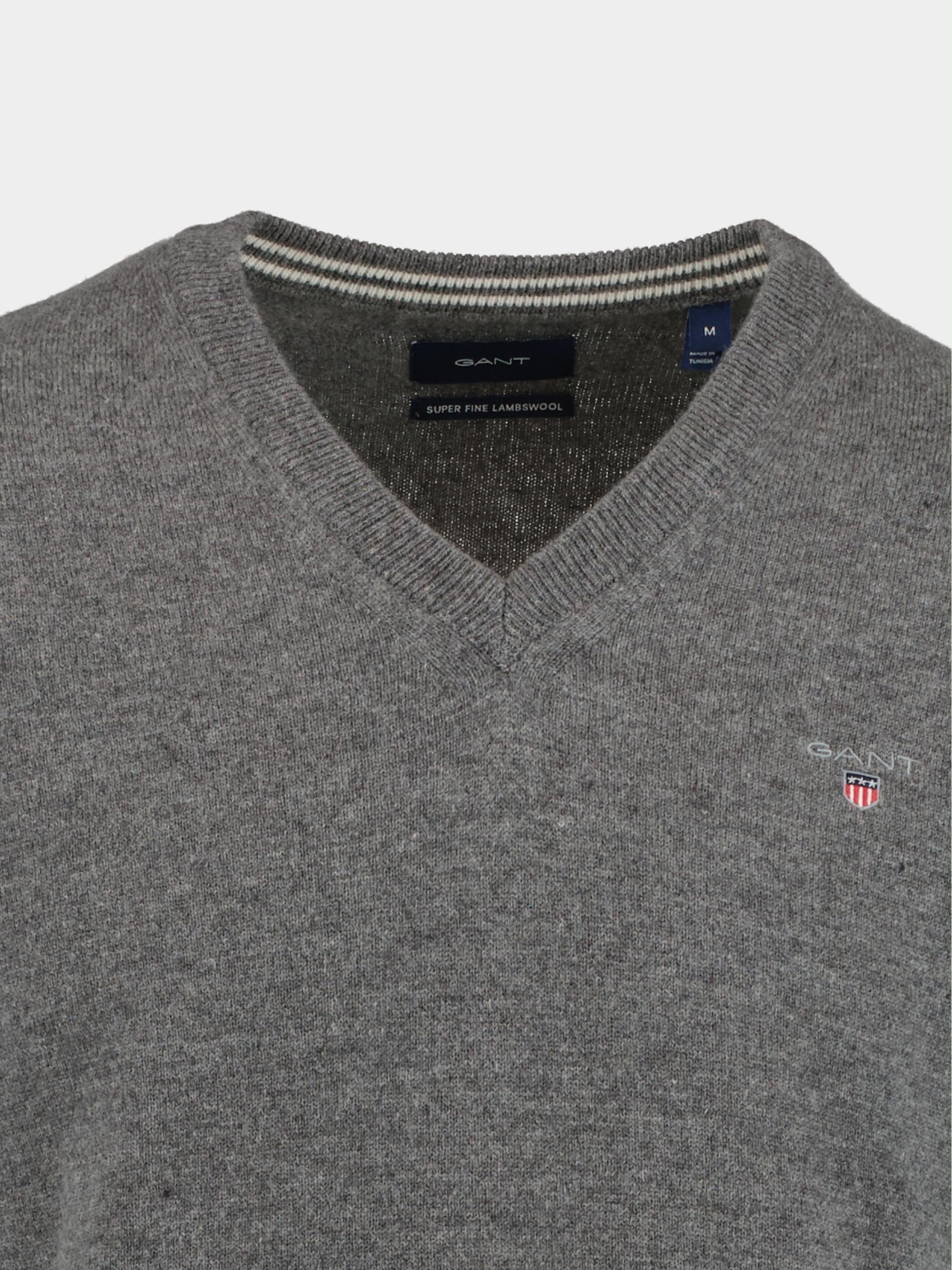 Gant Pullover Grijs Superfine lambswool V-neck 86212/92