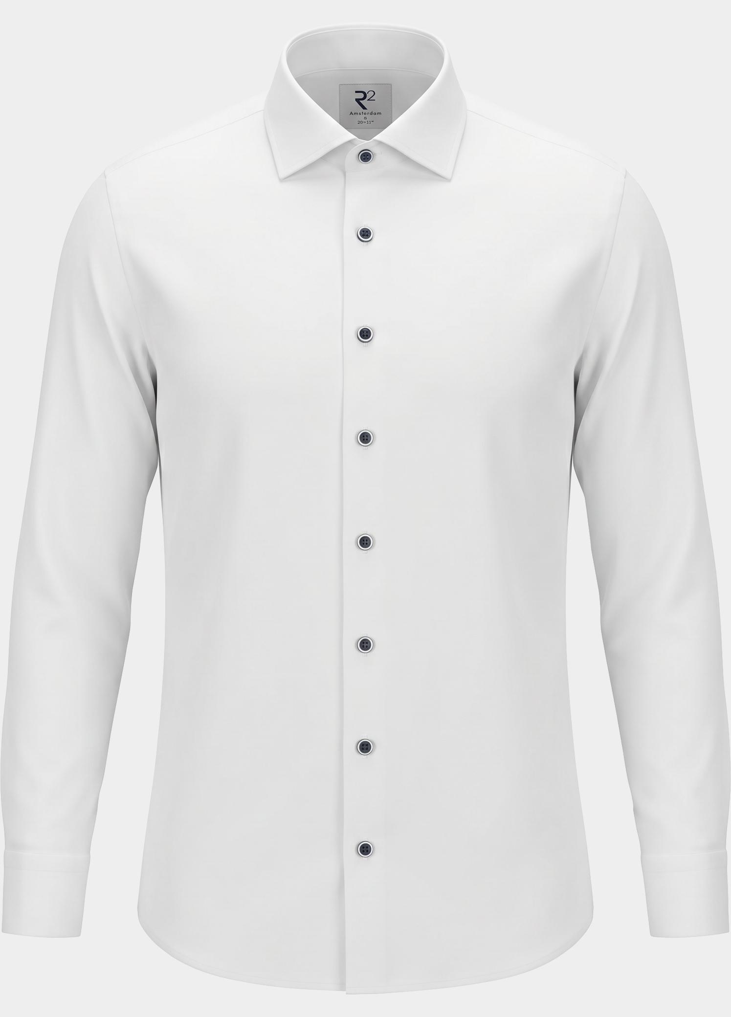 R2 Amsterdam Casual hemd lange mouw Wit  NOS.TWILL.001/004