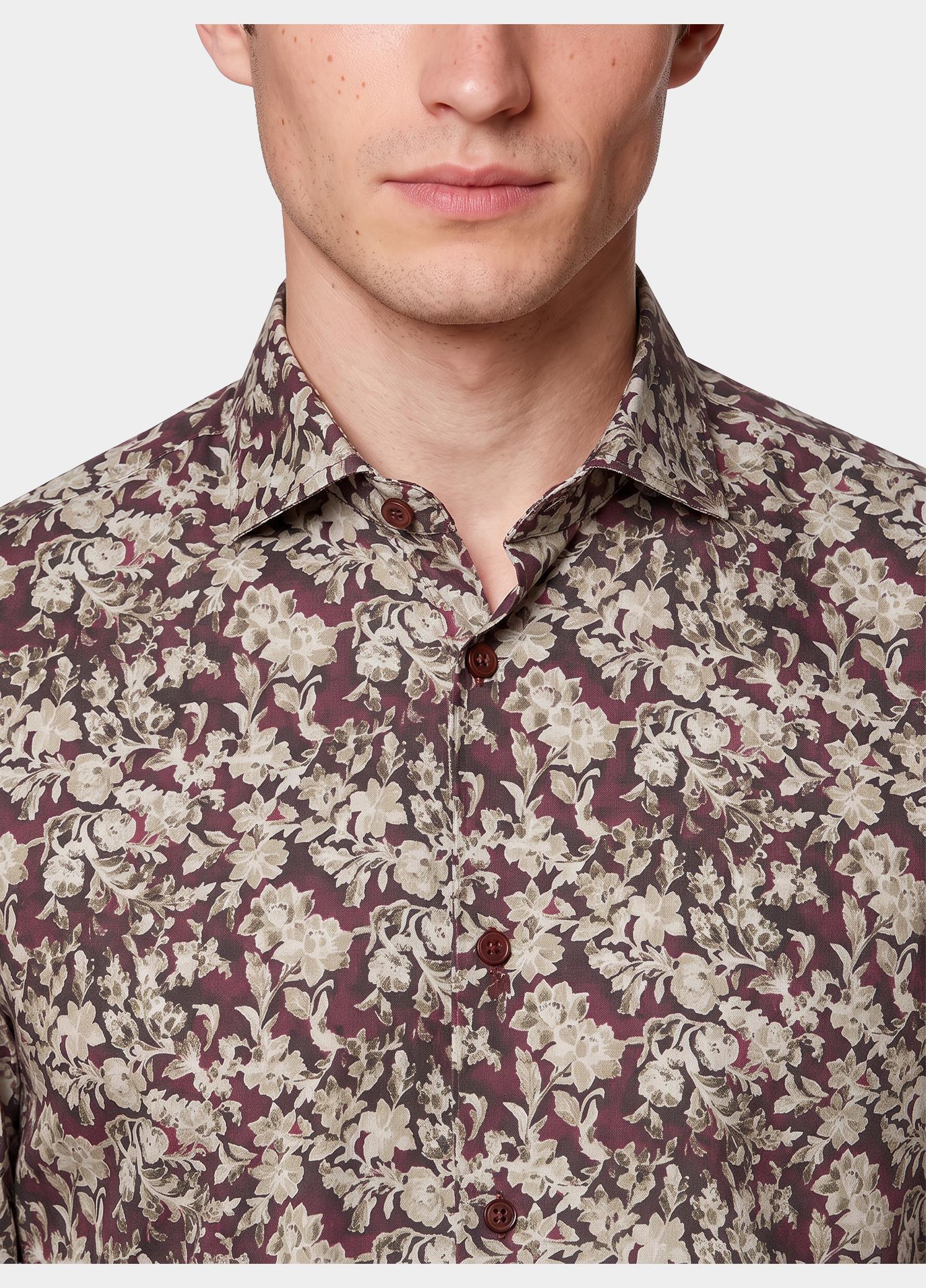 R2 Amsterdam Overhemd heren Rood Floral print on poplin 134.WSP.066/080