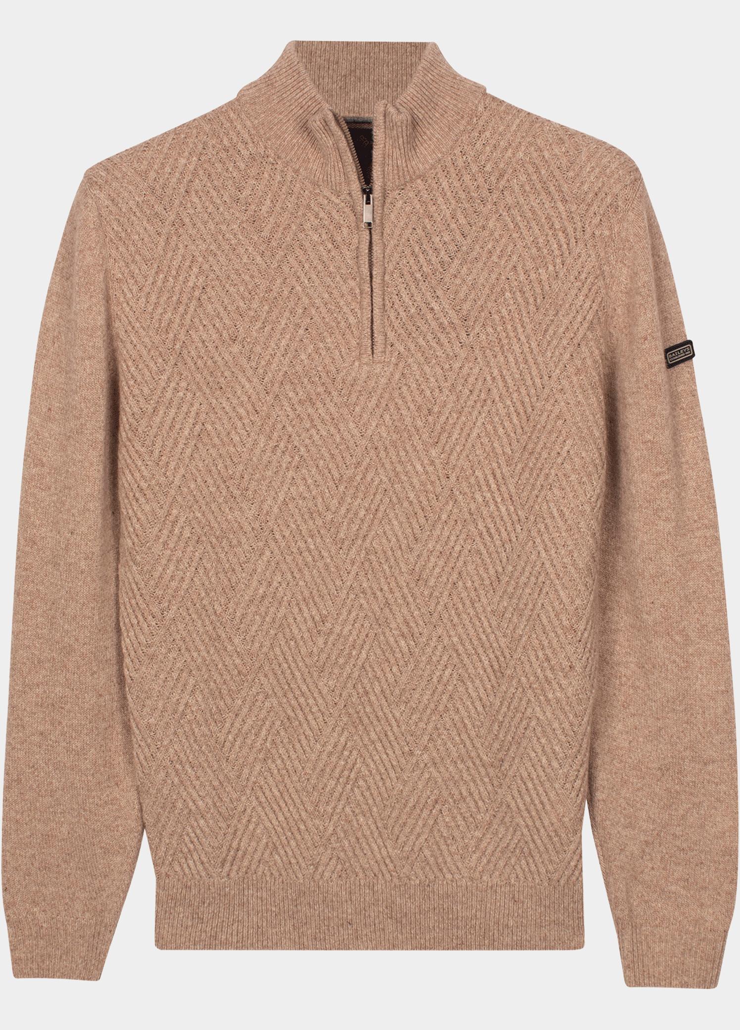 Baileys Half Zip Blauw Front Body Structure Knit 628406/985