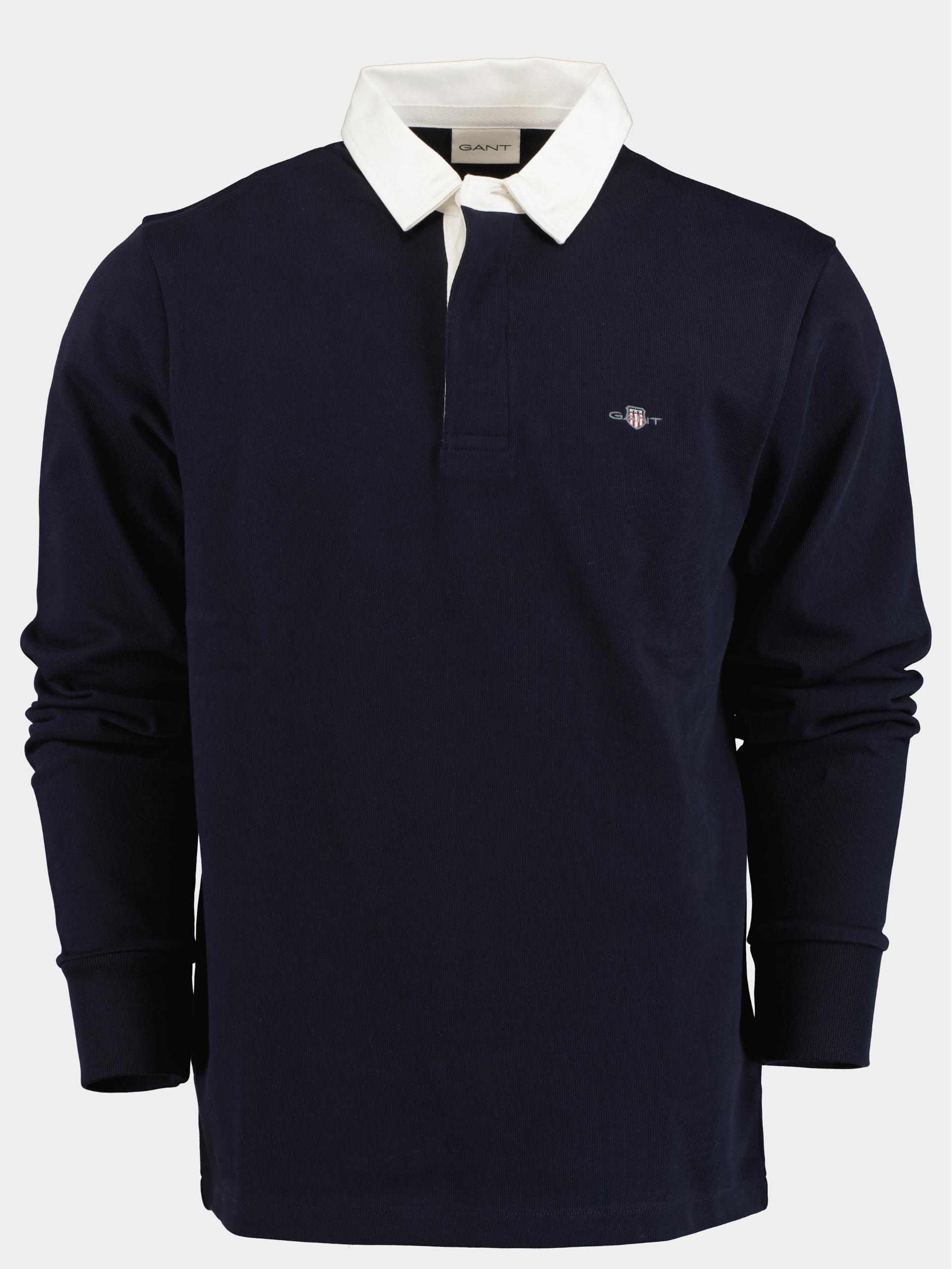 Gant Polo lange mouw Blauw Reg shield heavy rugger 2005110/433