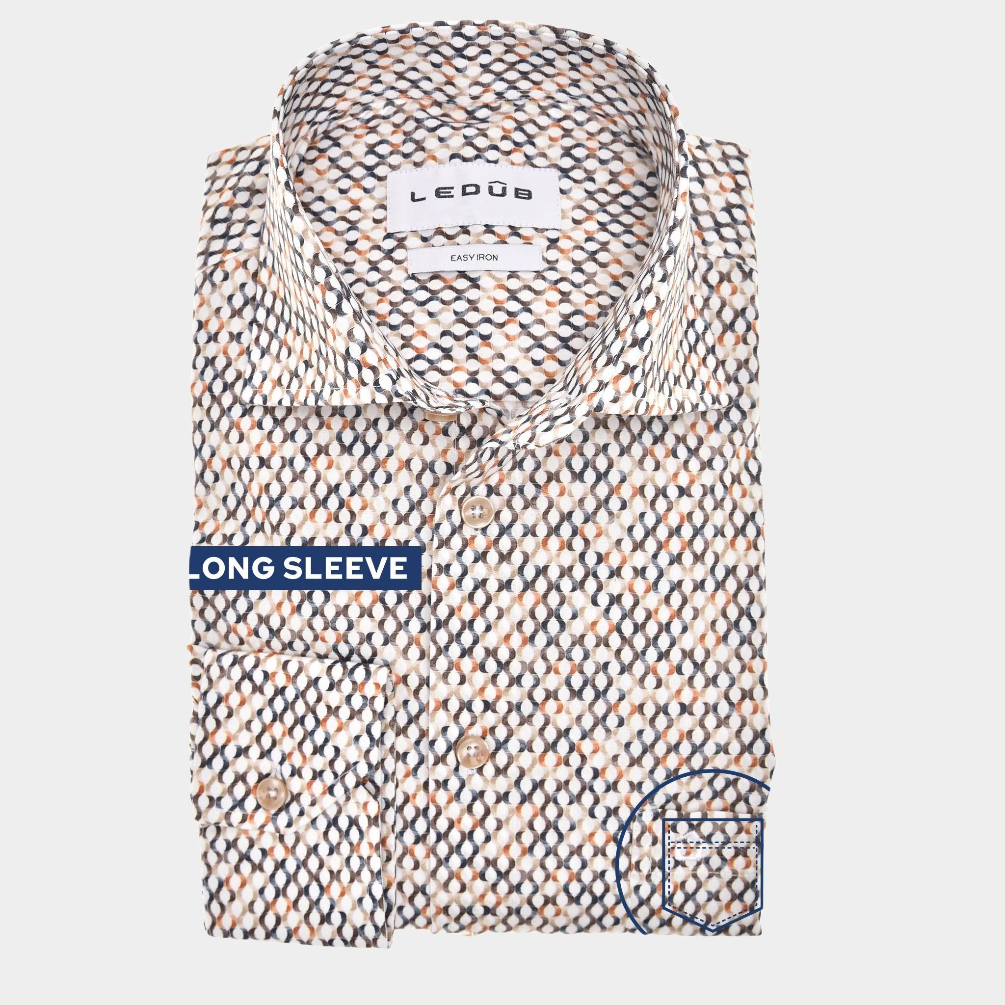 Ledub Overhemd extra lange mouw Bruin  0142823/630-000-000