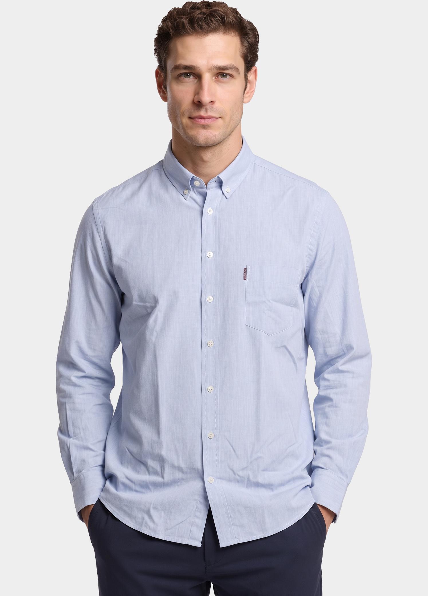 Giordano Overhemd heren Blauw Dino Wooltouch melange flanel 627005/60