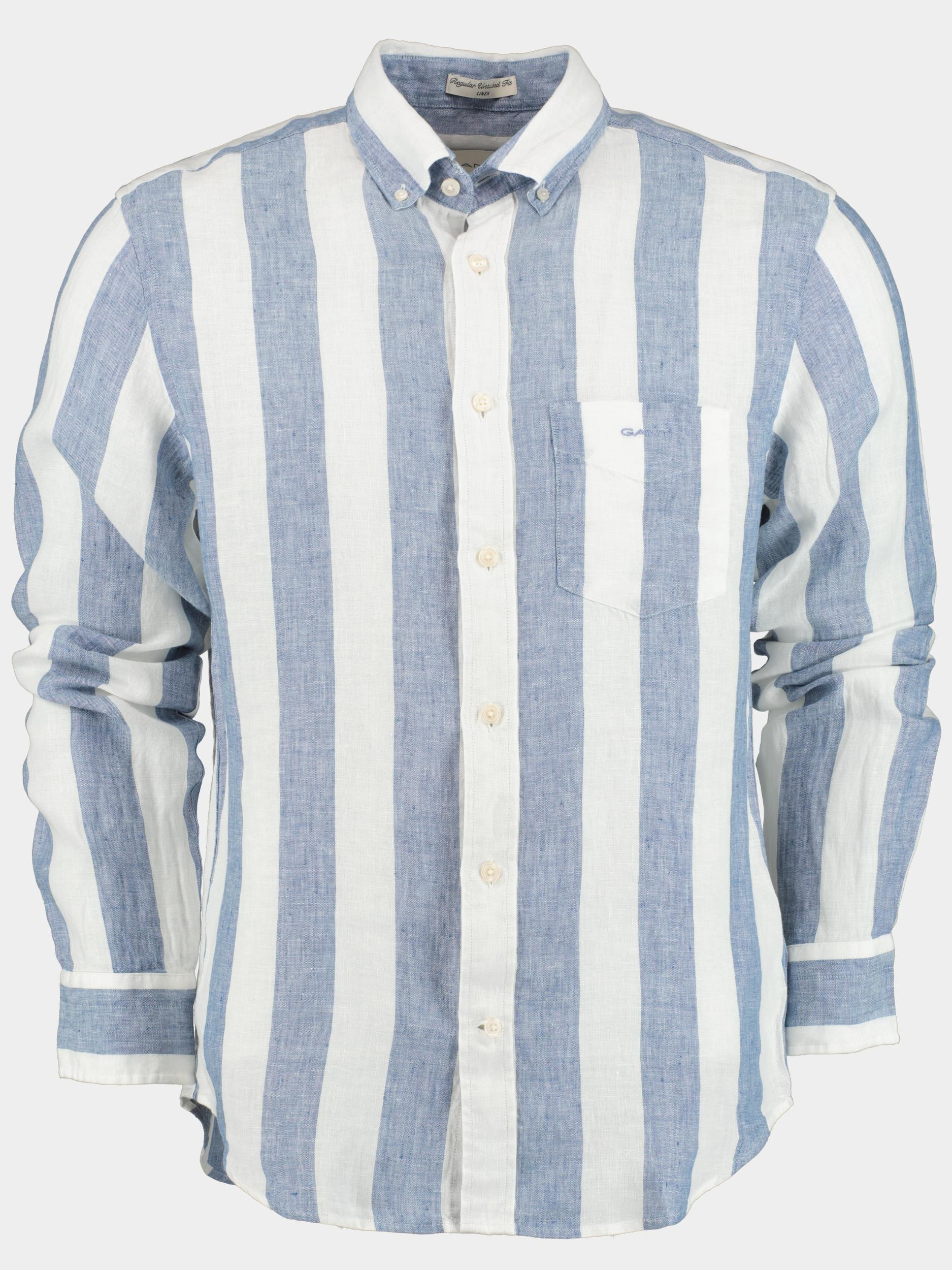 Gant Casual hemd lange mouw Blauw Bold Stripe Linen Shirt 3240080/464