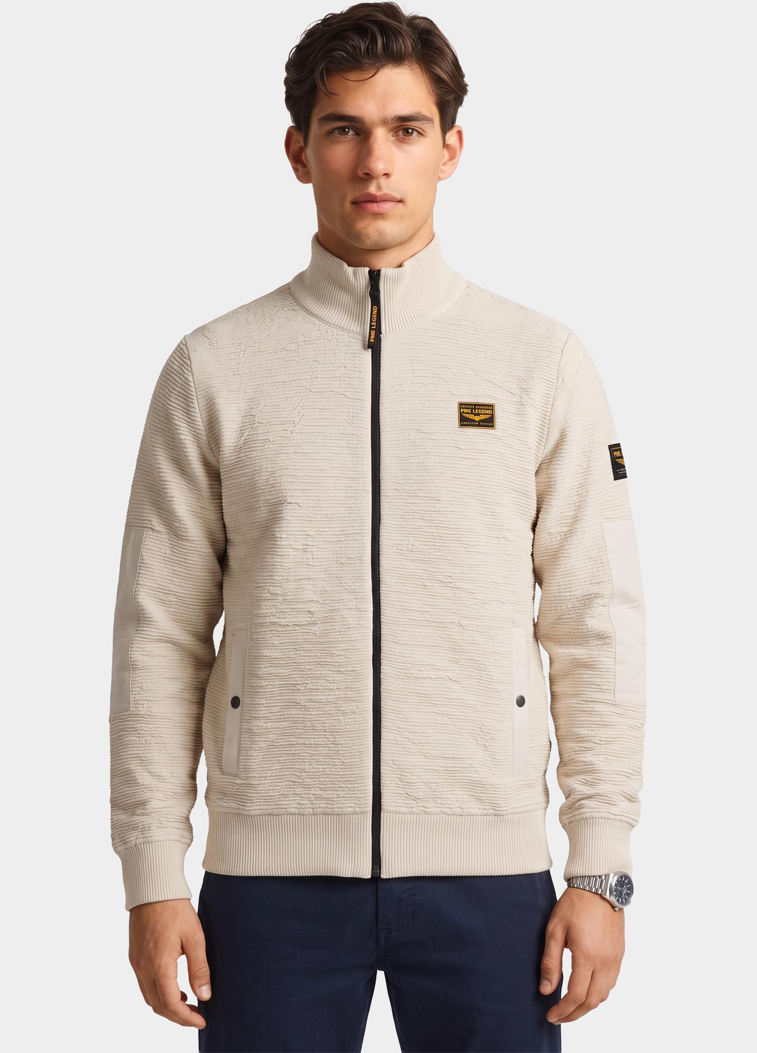 PME Legend Vest heren Beige Zip jacket texture yarn PKC2610322/7013