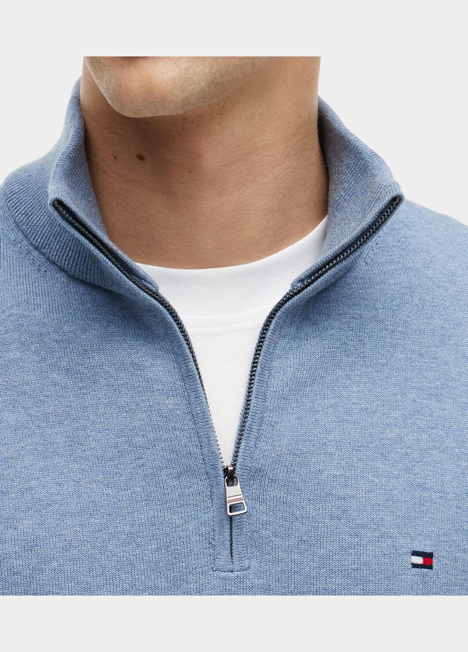 Tommy Hilfiger Half Zip Blauw ESSENTIAL COTTON ZIP MOCK MW0MW37331/D0Z