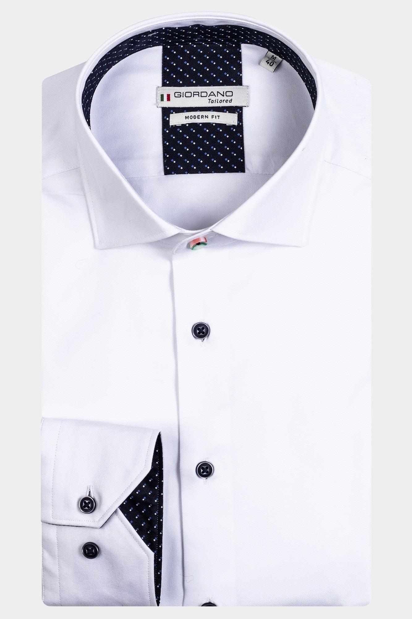 Giordano Casual hemd lange mouw Wit Maggiore, LS Semi Cutaway Fin 327888/10
