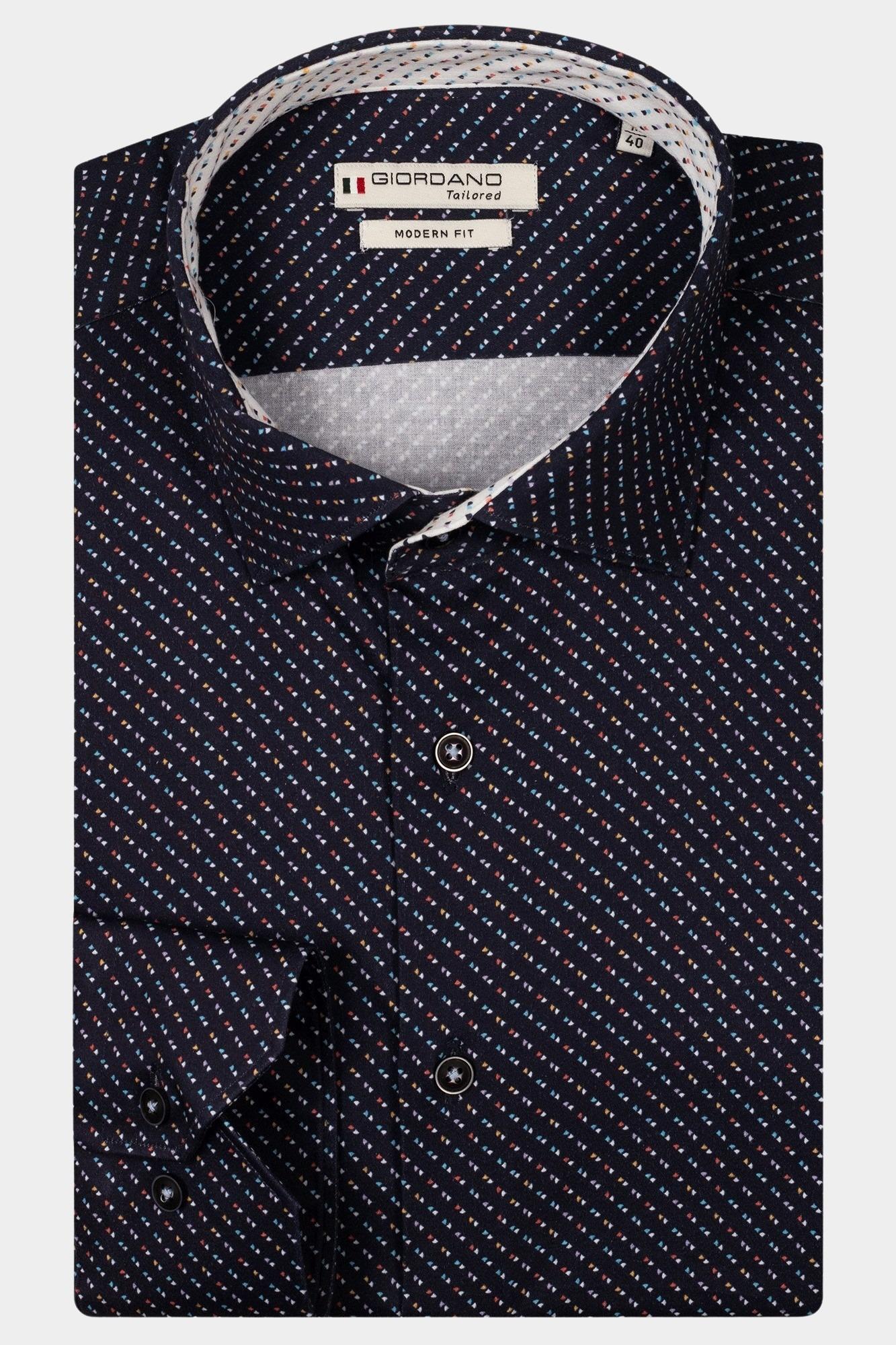 Giordano Casual hemd lange mouw Blauw Maggiore long sleeve semi cut 517833/62