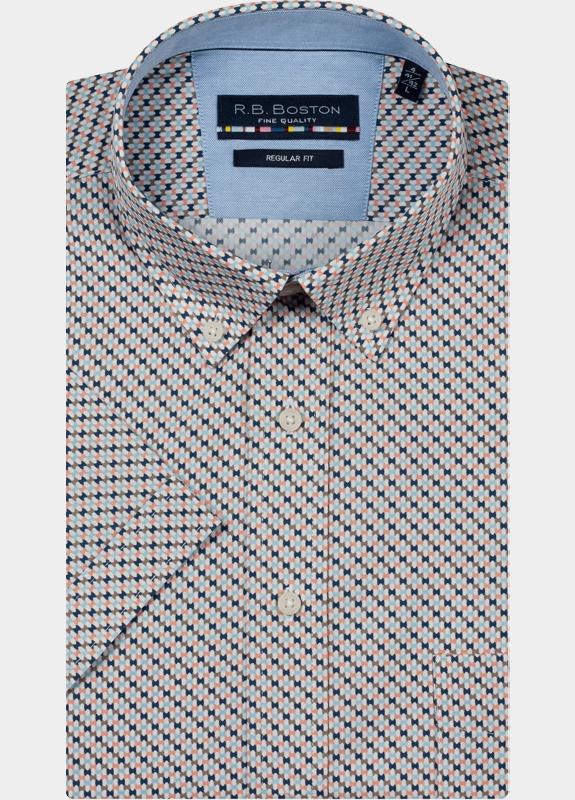 R.B. Boston overhemd korte mouw heren Multi Marshall SS Button Down 616670/316
