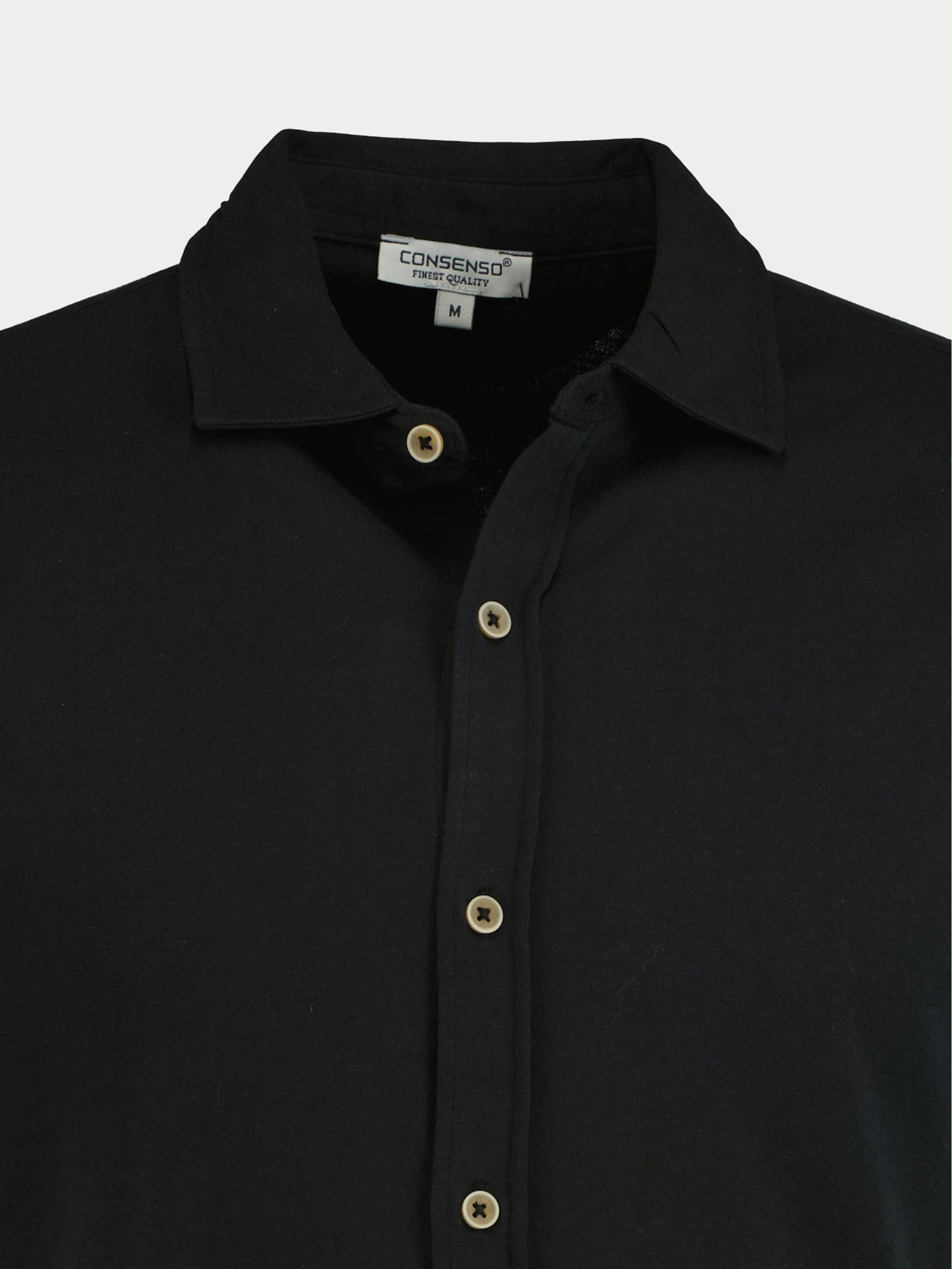 Consenso Casual hemd korte mouw Zwart Doorgeknoopte polo 5902422/900 black